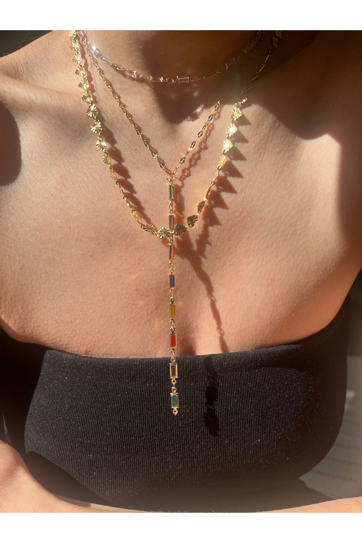 Hoop jewelery renkli zincir y kolye