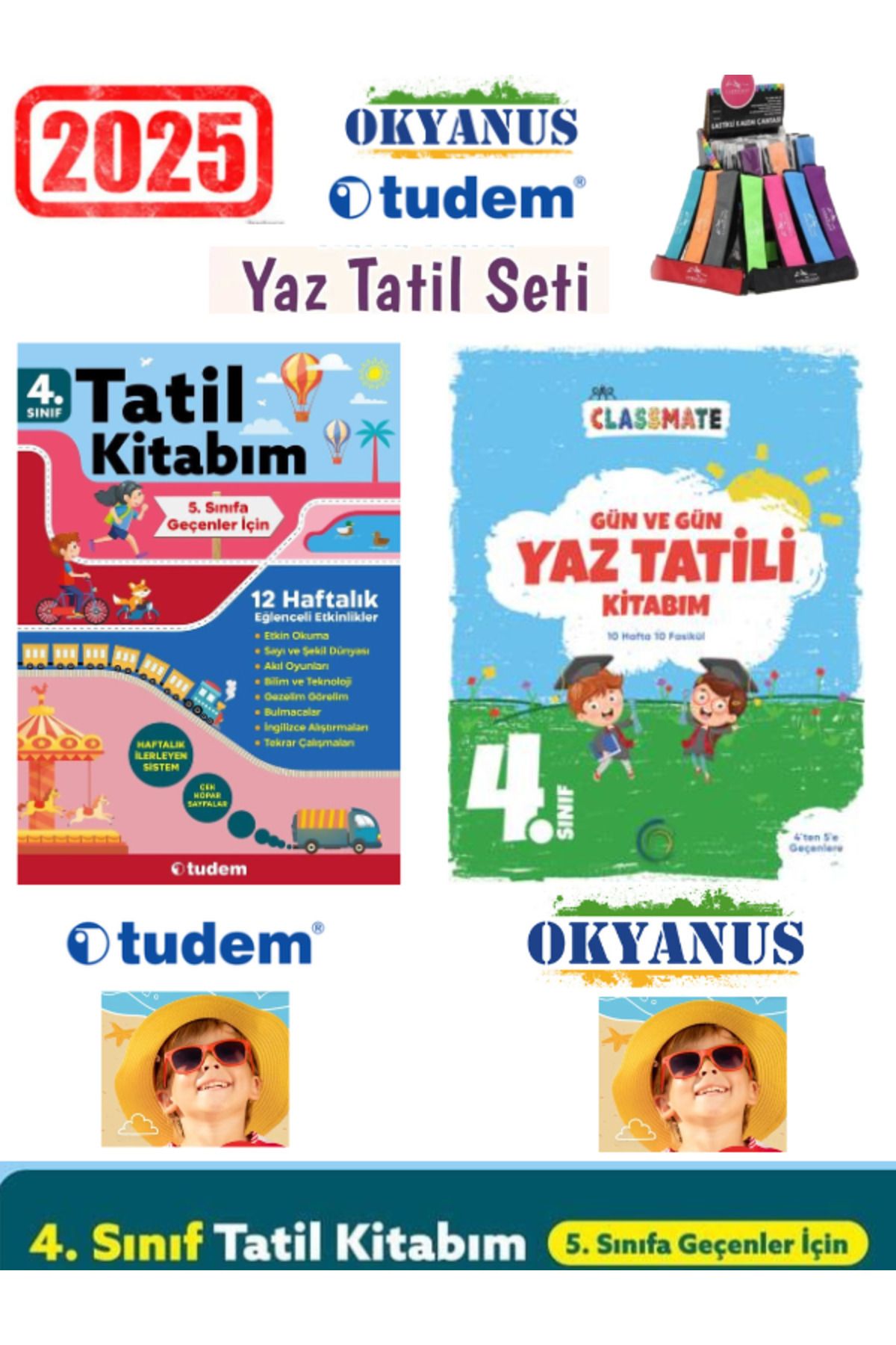 Ens Yayıncılık Tudem 2025 4.Sınıf 12 Haftalık Yaz Tatil Kitabı+Okyanus Classmate 4.Sınıf Yaz Tatil Kitabı+Kalemlik