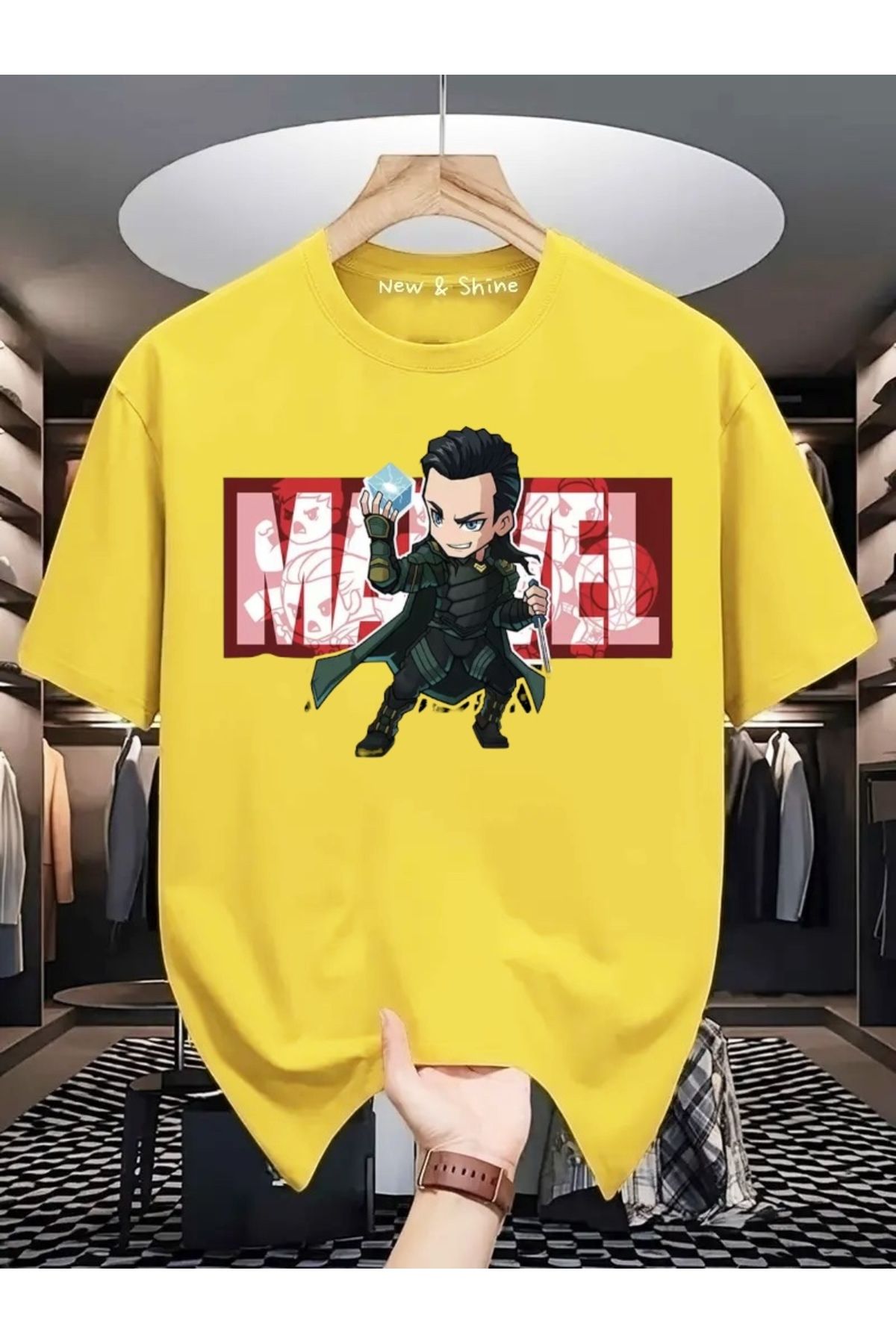 New Shine Süper Kahraman Loki Baskılı Oversize T-Shirt