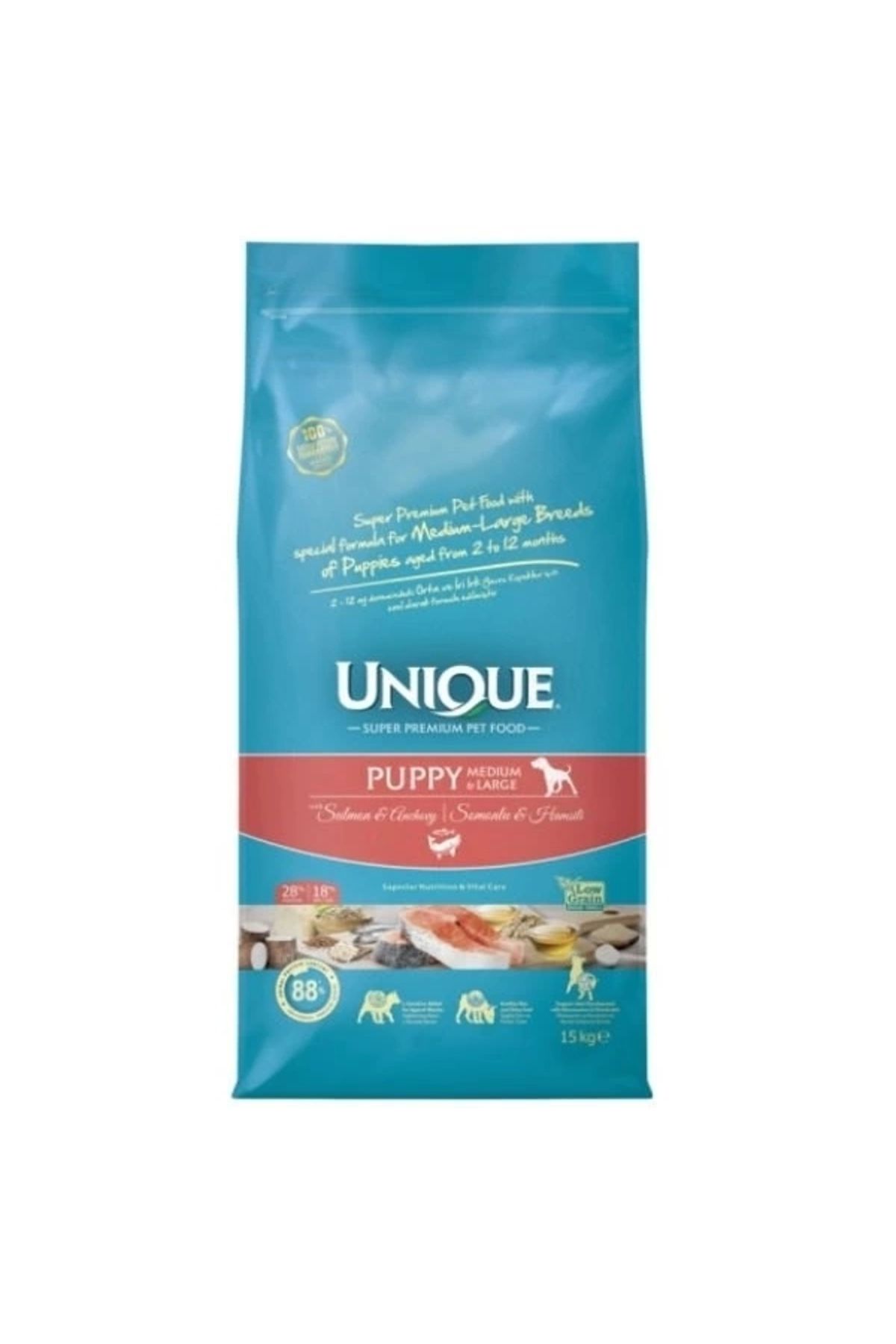 ShopNova Unique Somonlu ve Hamsili Orta ve Büyük Irk Düşük Tahıllı Yavru Köpek Maması 15 Kg