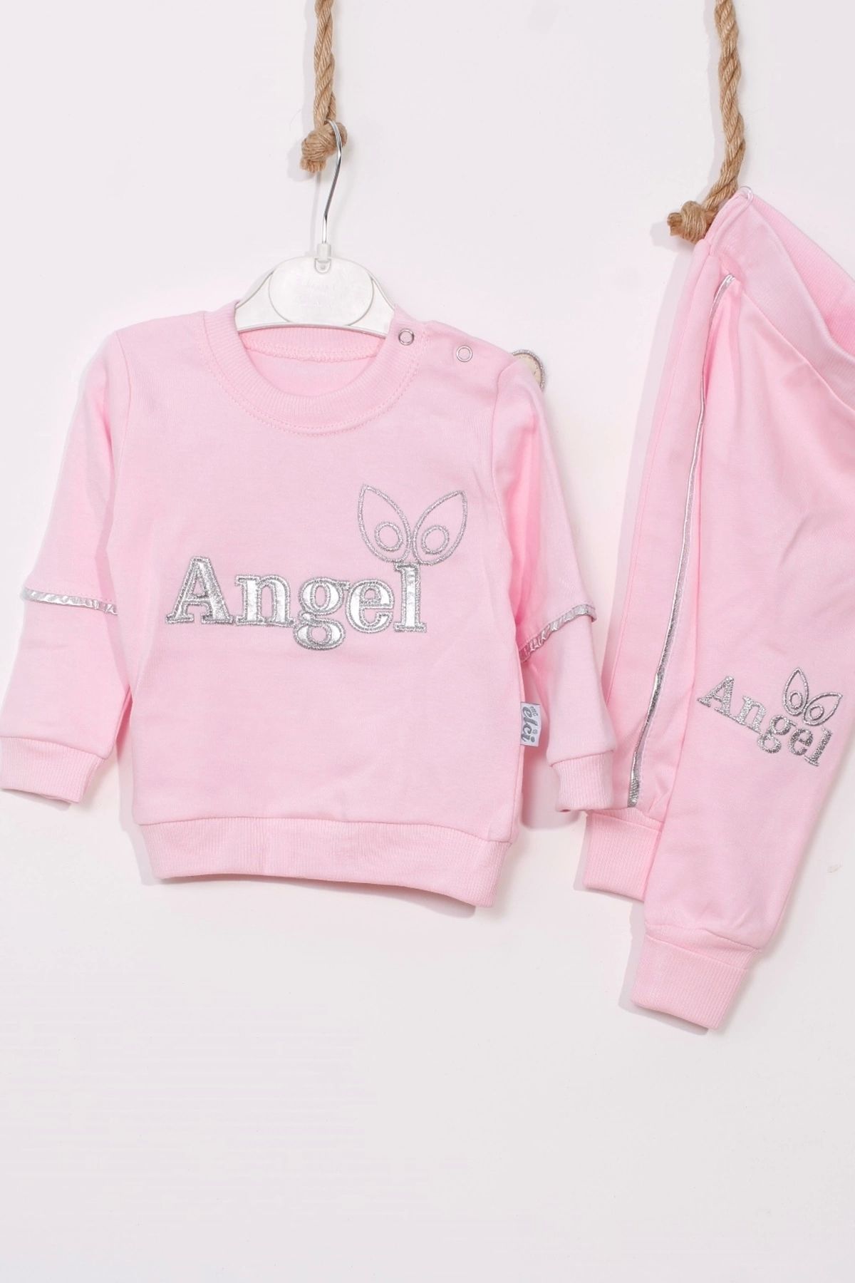 Beruflic Angel Kanat Detaylı % 100 Pamuk Kız Bebek Takımı