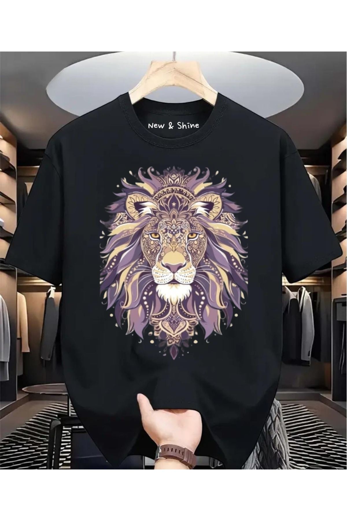 New Shine Aslan Baskılı Oversize T-Shirt