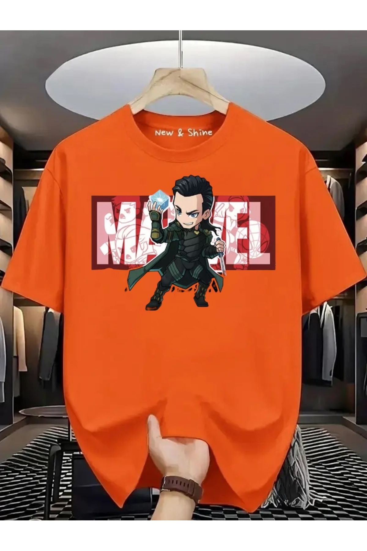New Shine Süper Kahraman Loki Baskılı Oversize T-Shirt