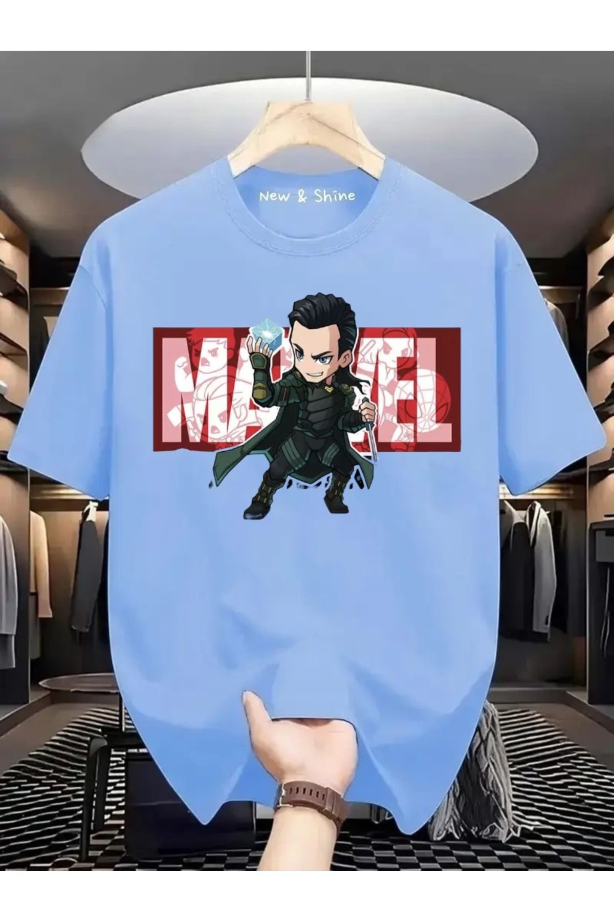 New Shine Süper Kahraman Loki Baskılı Oversize T-Shirt