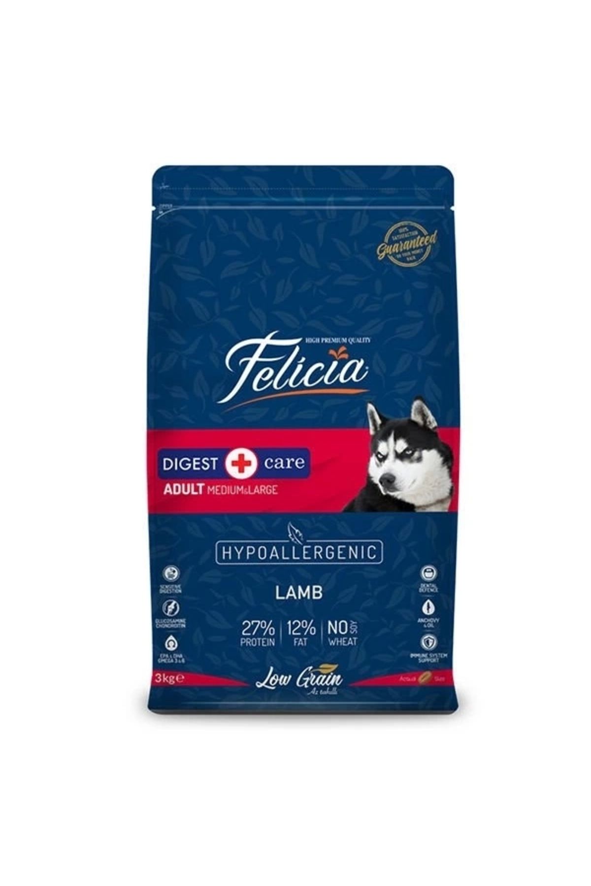 ShopNova Felicia Düşük Tahıllı Hipoalerjenik Kuzu Etli Orta ve Büyük Irk Yetişkin Köpek Maması 3 Kg