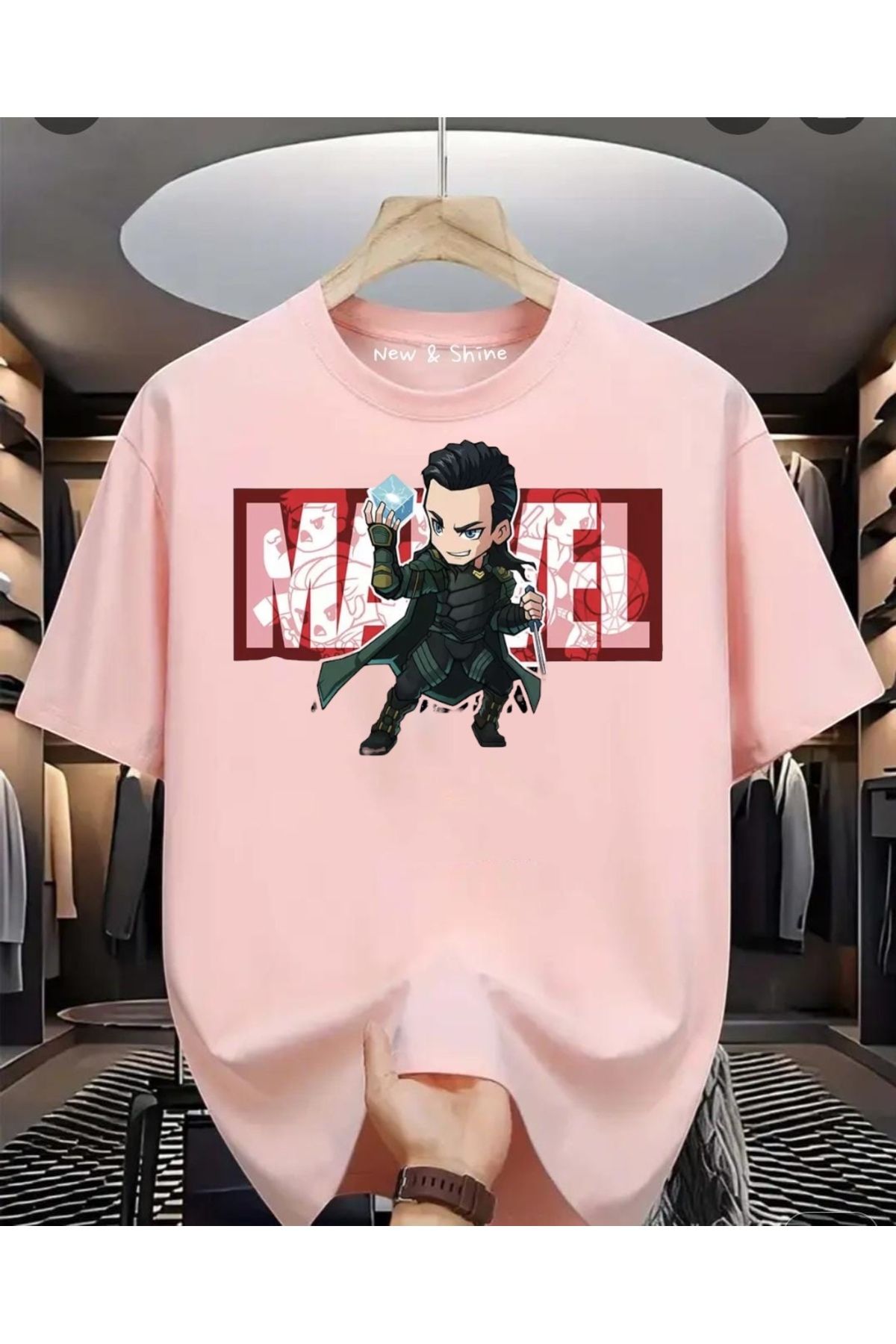 New Shine Süper Kahraman Loki Baskılı Oversize T-Shirt