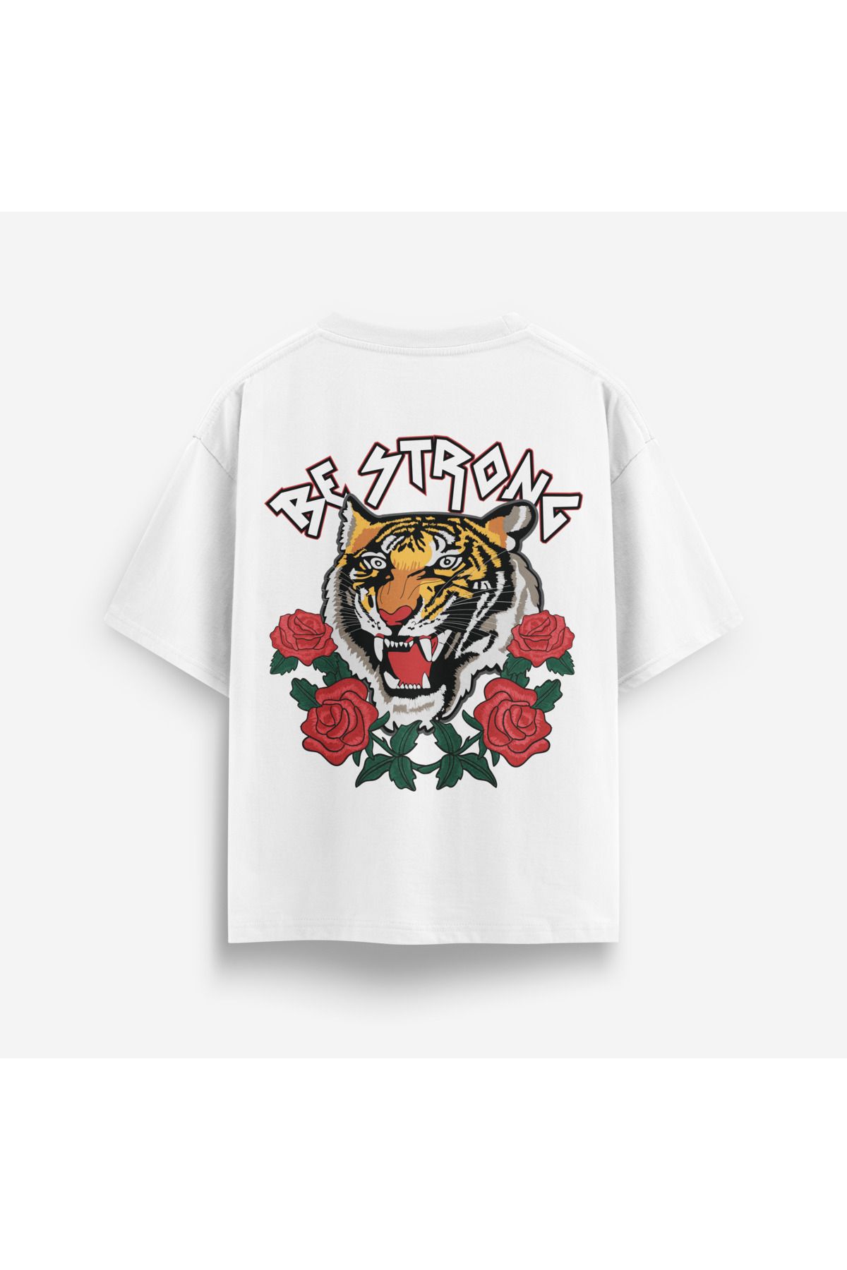 Street301 Unisex Beyaz Be Strong Baskılı Oversize T-Shirt