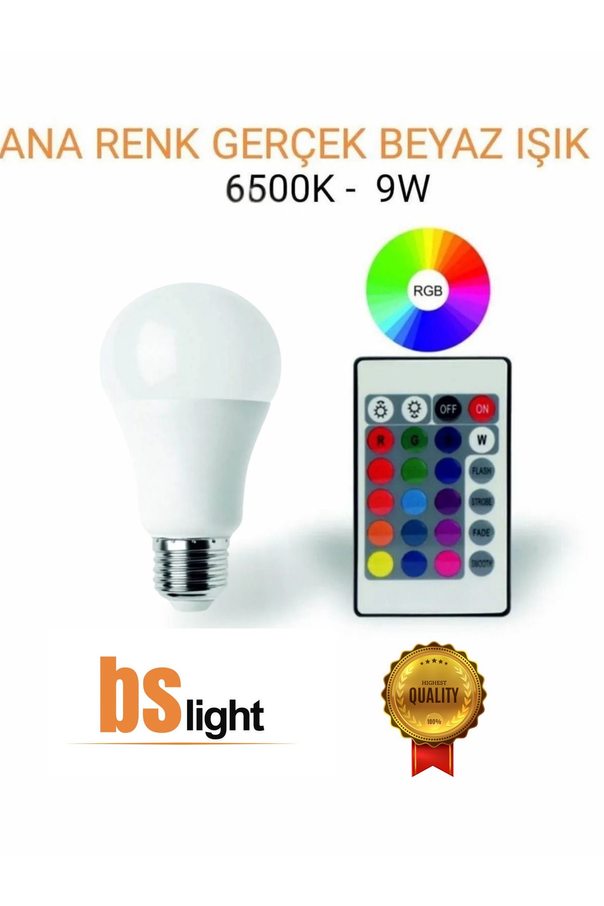 Bs Light 9w Rgb Led Ampul Renk Değiştiren Kumandalı