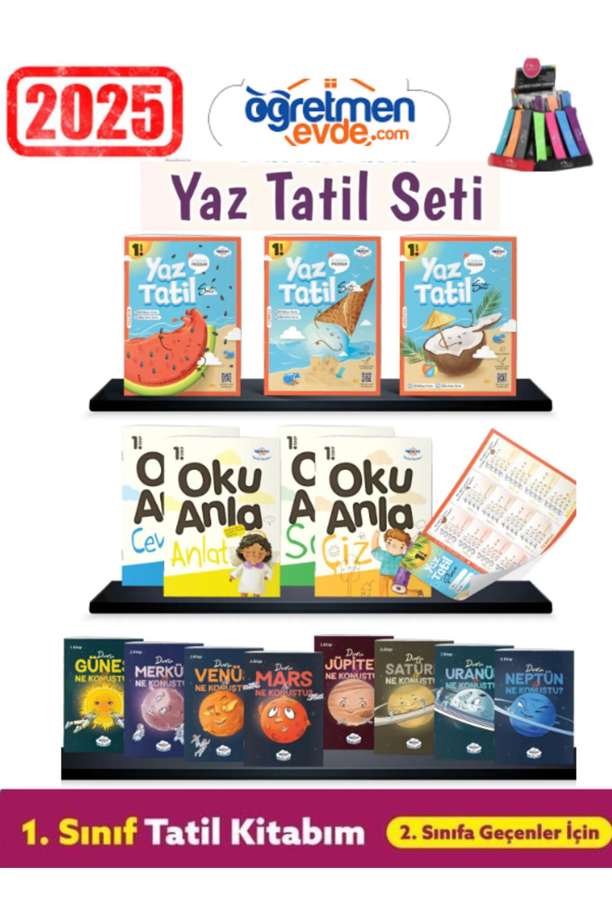 Ens Yayıncılık Öğretmen Evde 2025 1.Sınıf 18 Parça Yaz Tatil Kitabı(YENİ ÜRÜN)+Kalemlik