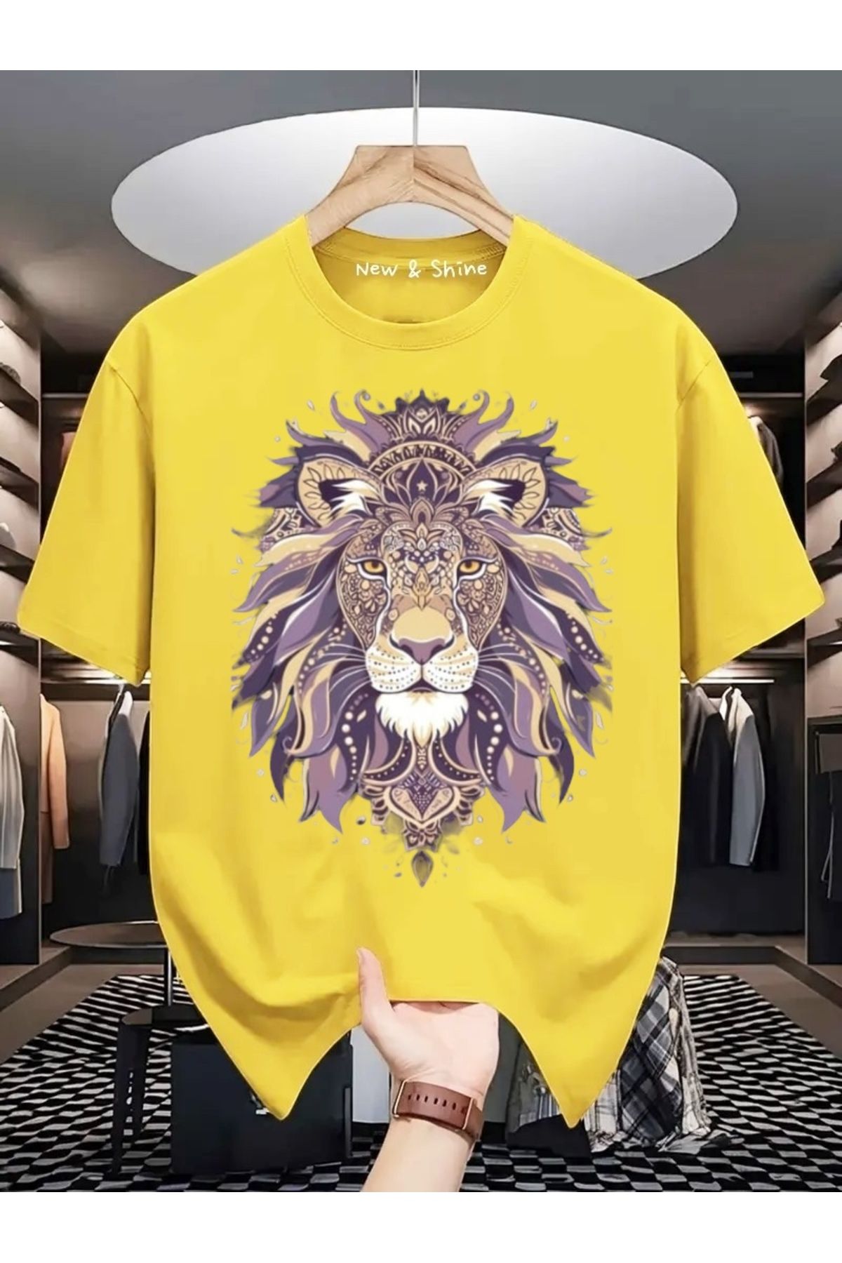 New Shine Aslan Baskılı Oversize T-Shirt