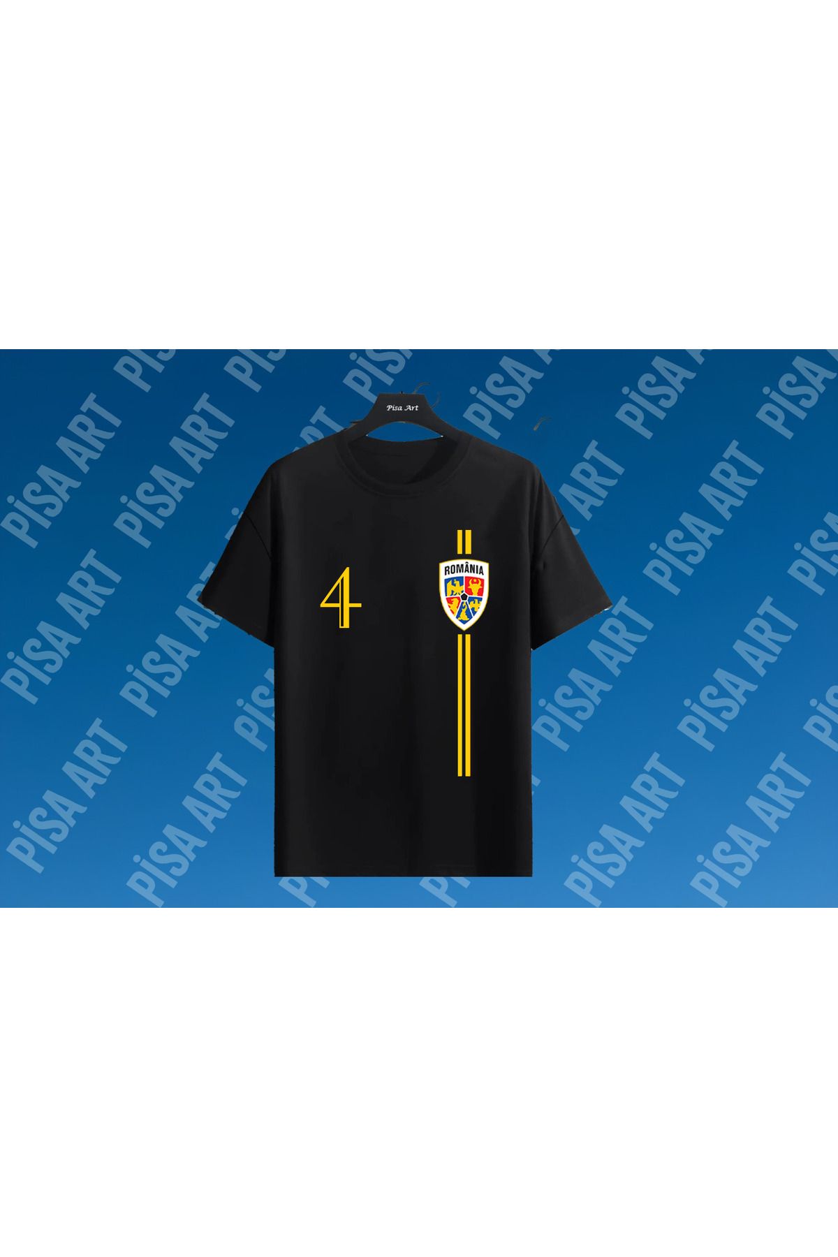 Pisa Art Romanya Milli Futbol Takımı Retro 4 Özel Tasarım Unısex Taraftar T-Shirt