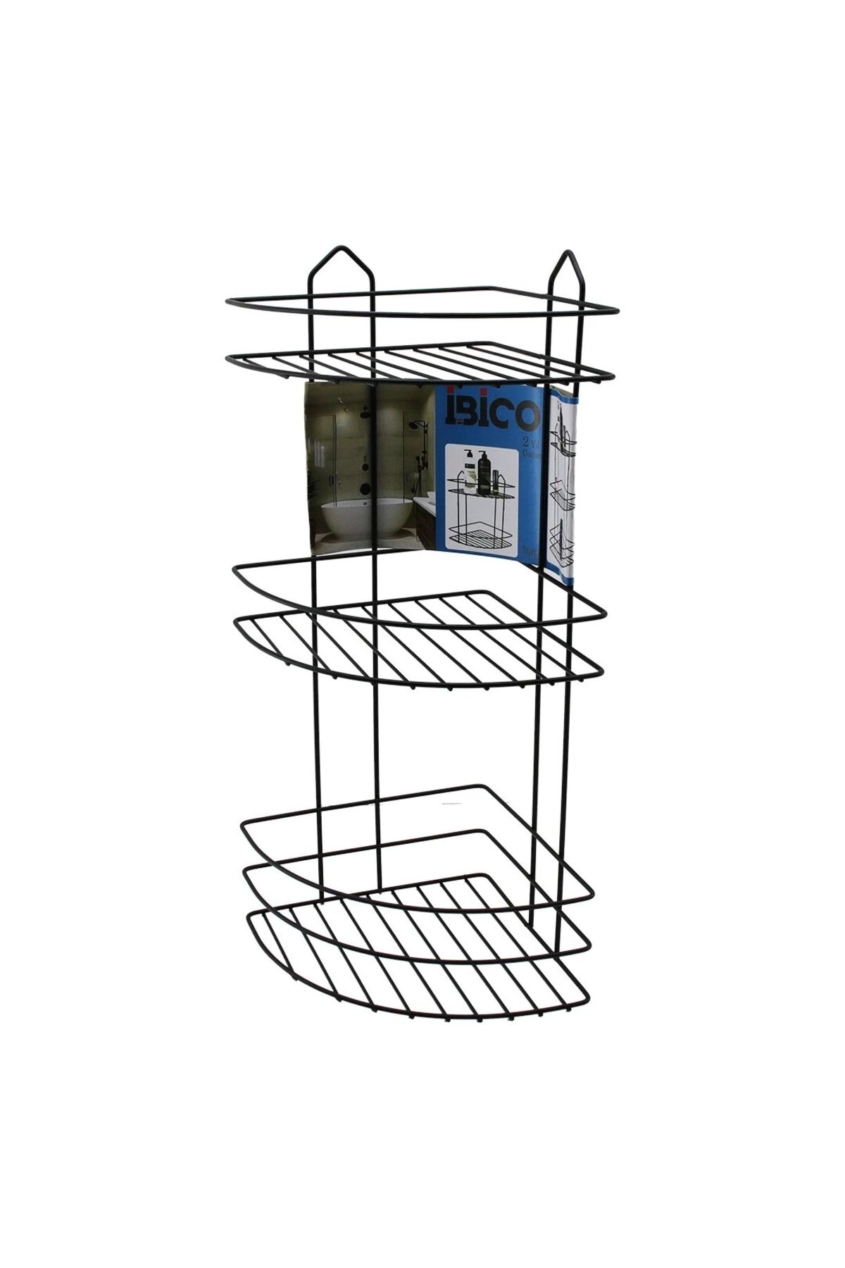 İnnMerry SİYAH 3 KATLI - ÜÇGEN METAL BANYO KÖŞELİK - DUŞKABİN RAF (5047)