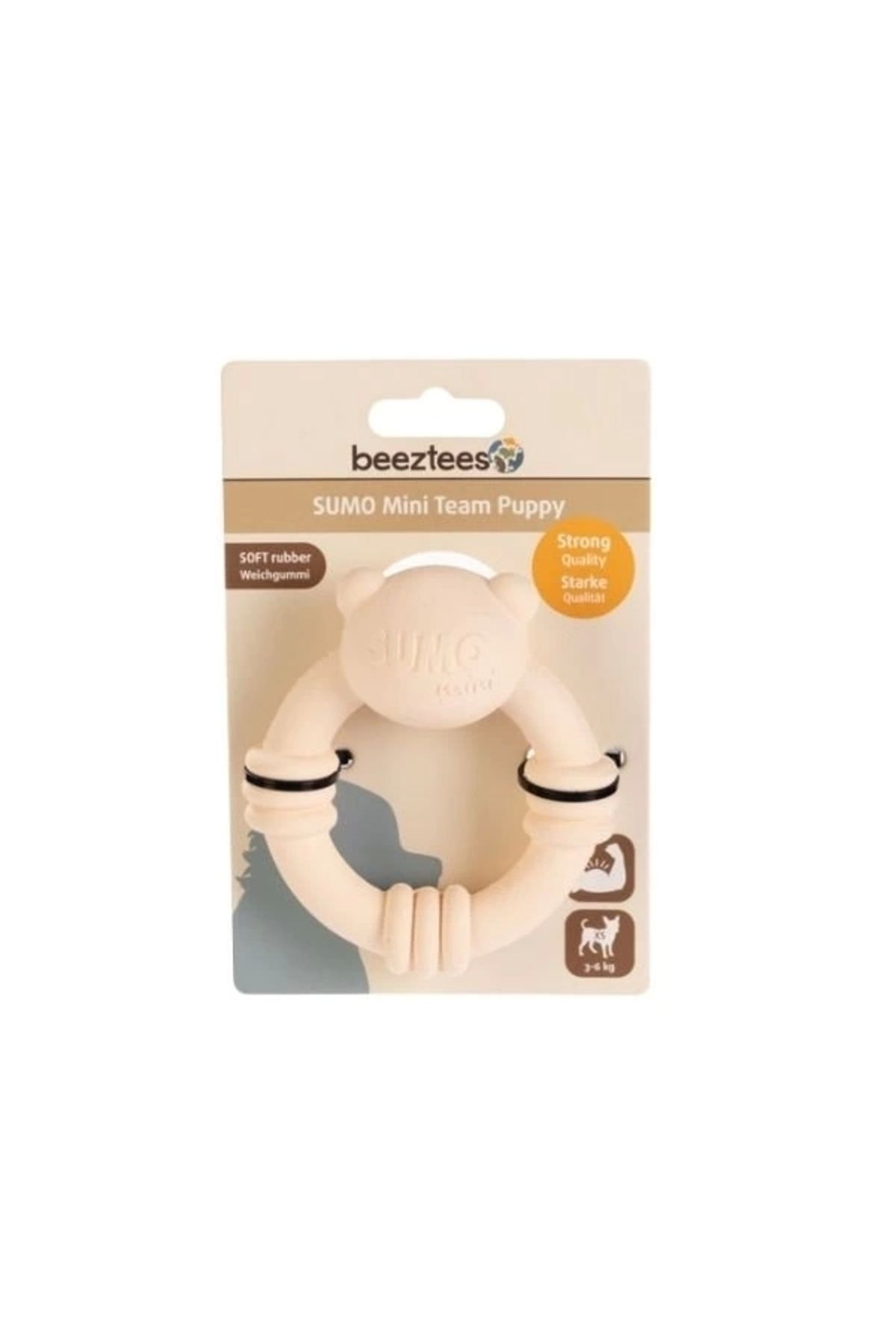 ShopNova Beeztees Sumo Mini Dental Halka Şeklinde Kauçuk Köpek Oyuncağı Xsmall Krem 10 Cm