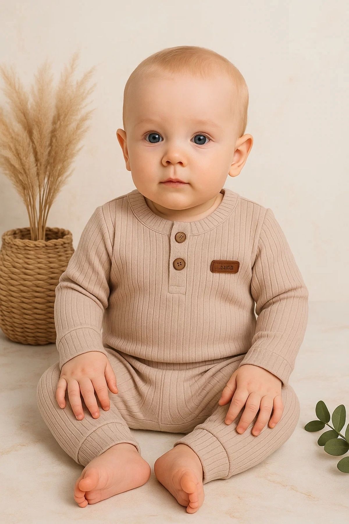 Beruflic Çizgili Kumaş % 100 Pamuk 2'li Unisex Takım
