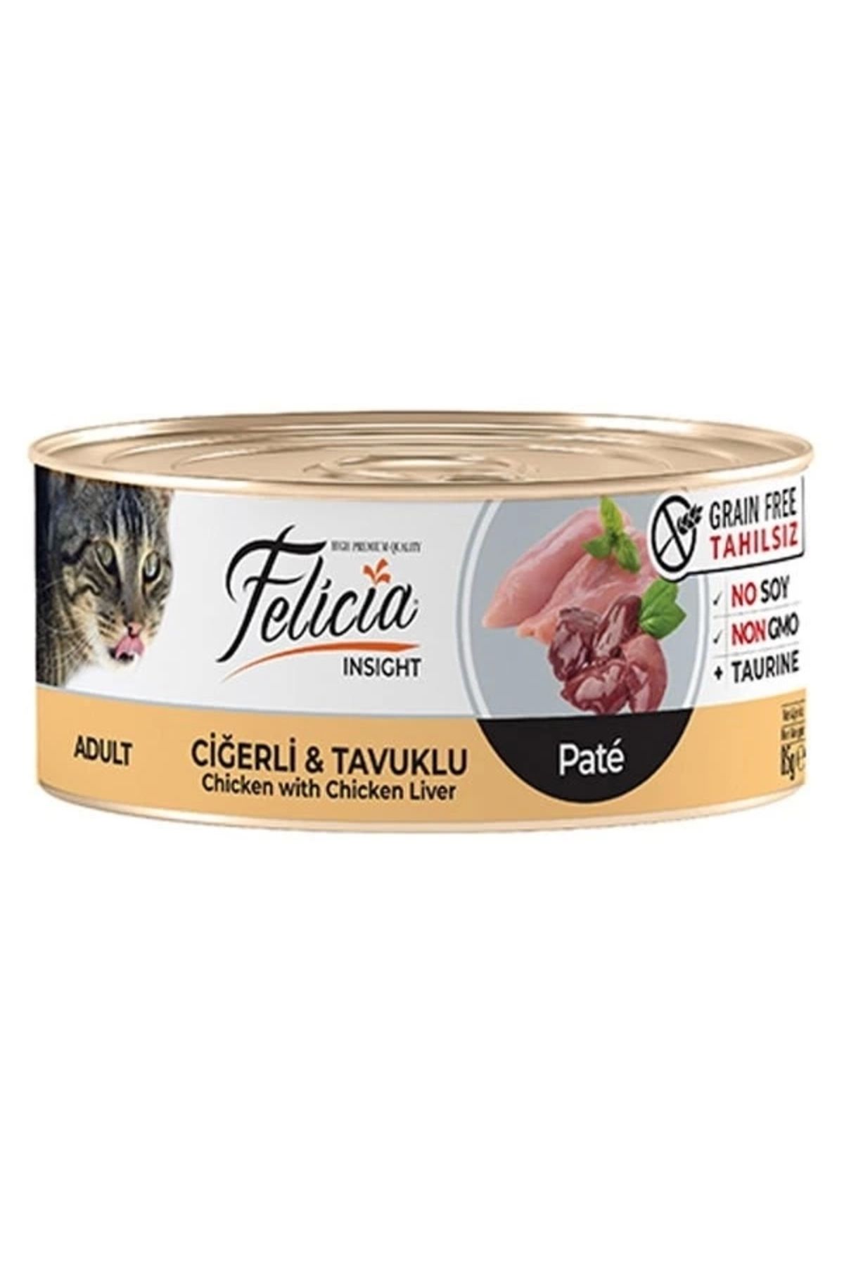 ShopNova Felicia Tahılsız Ciğerli Tavuklu Kıyılmış Yetişkin Konserve Kedi Maması 85 Gr