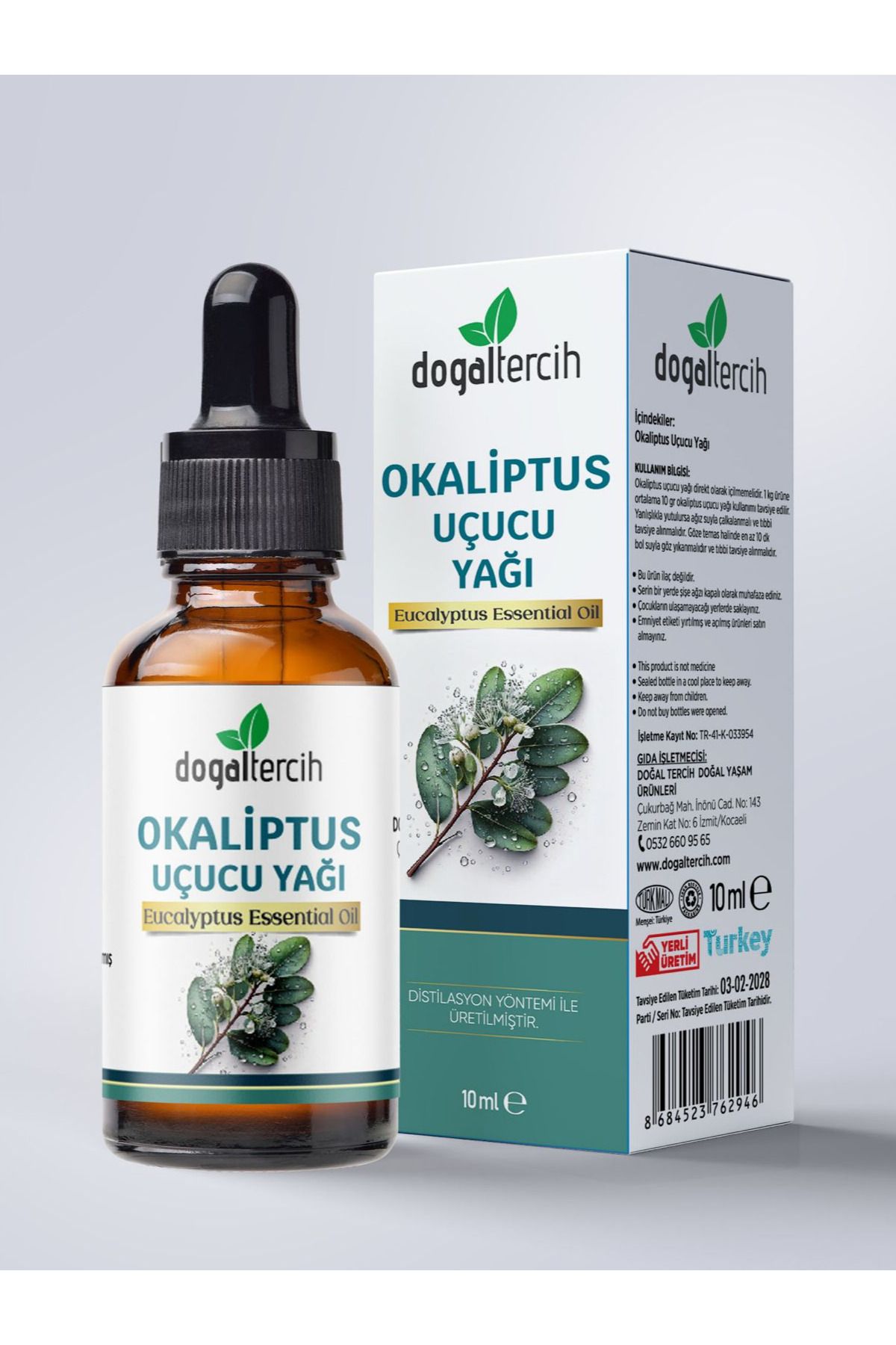 Doğal Tercih Okaliptus Yağı 10 ml , Katkısız Seyreltilmemiş %100 Saf ve Doğal Okaliptüs Yağı