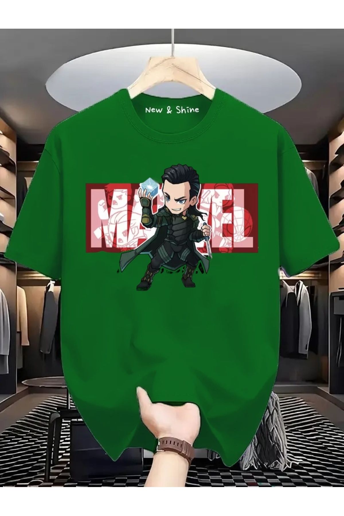 New Shine Süper Kahraman Loki Baskılı Oversize T-Shirt