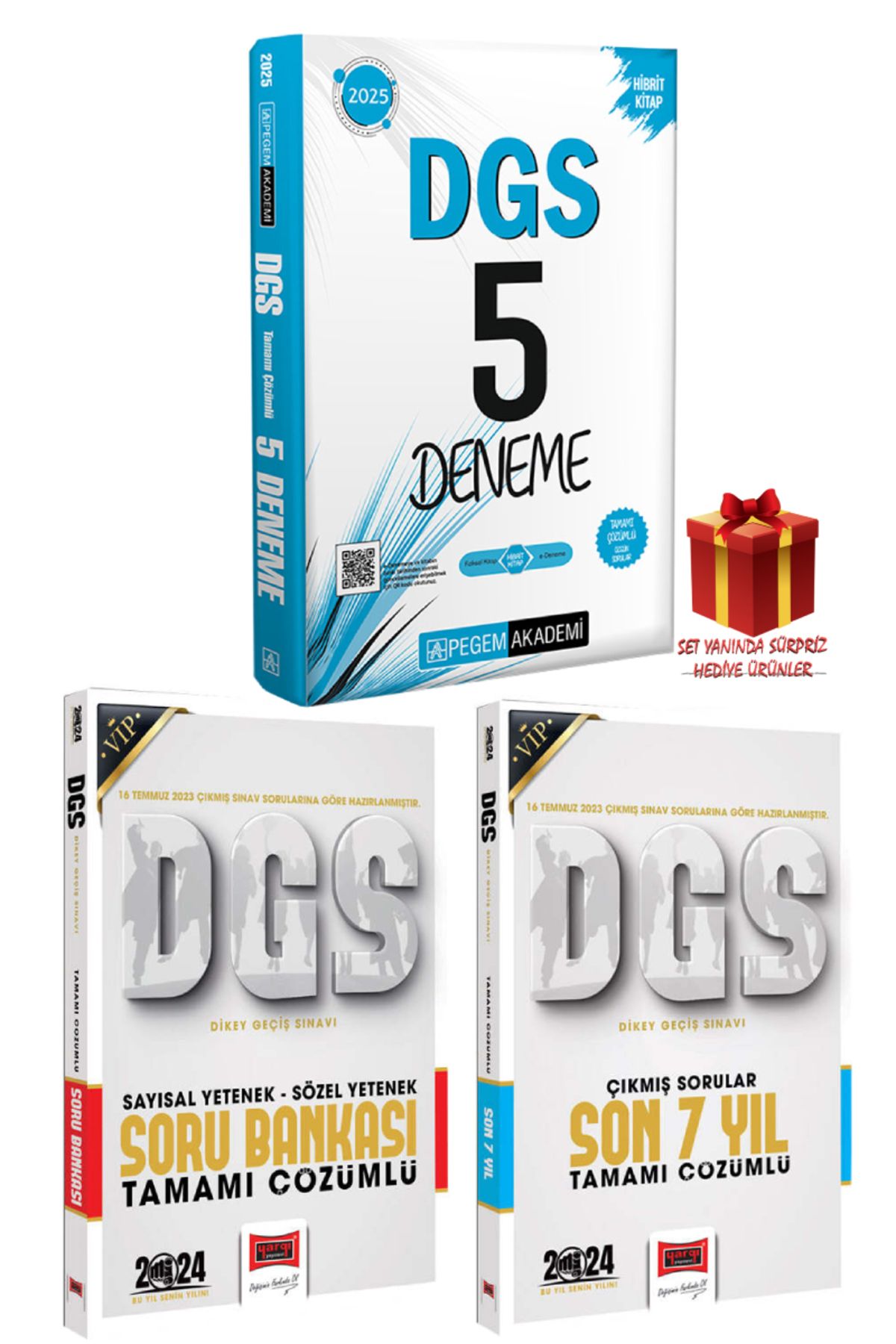 Pegem Akademi Yayıncılık 2025 Pegem DGS Deneme+Yargı DGS Soru Bankası+DGS Son 7 Yıl Çıkmış Sorular+Hediye