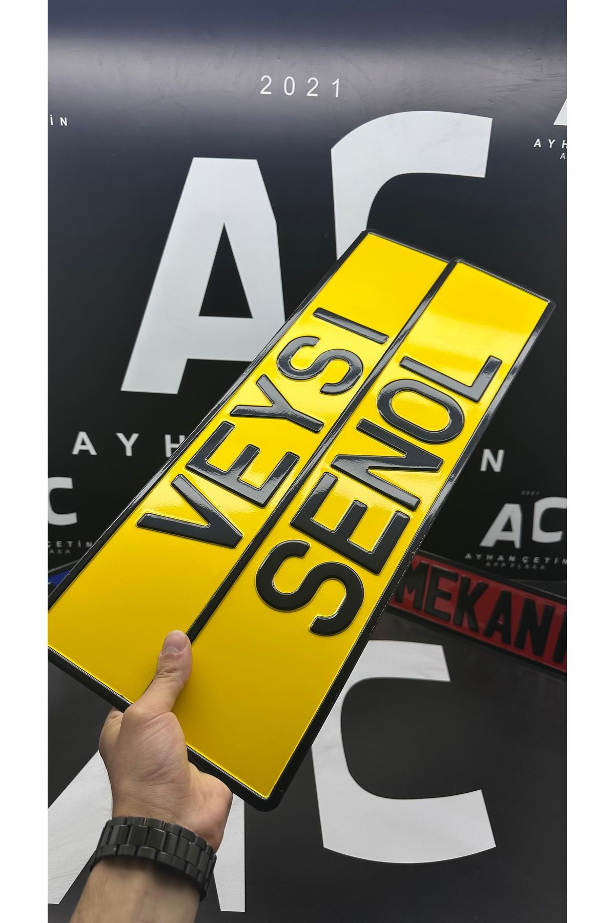 Tasarım Sarı Dekor Plaka Plakalık Araç Plakası Süs Plaka