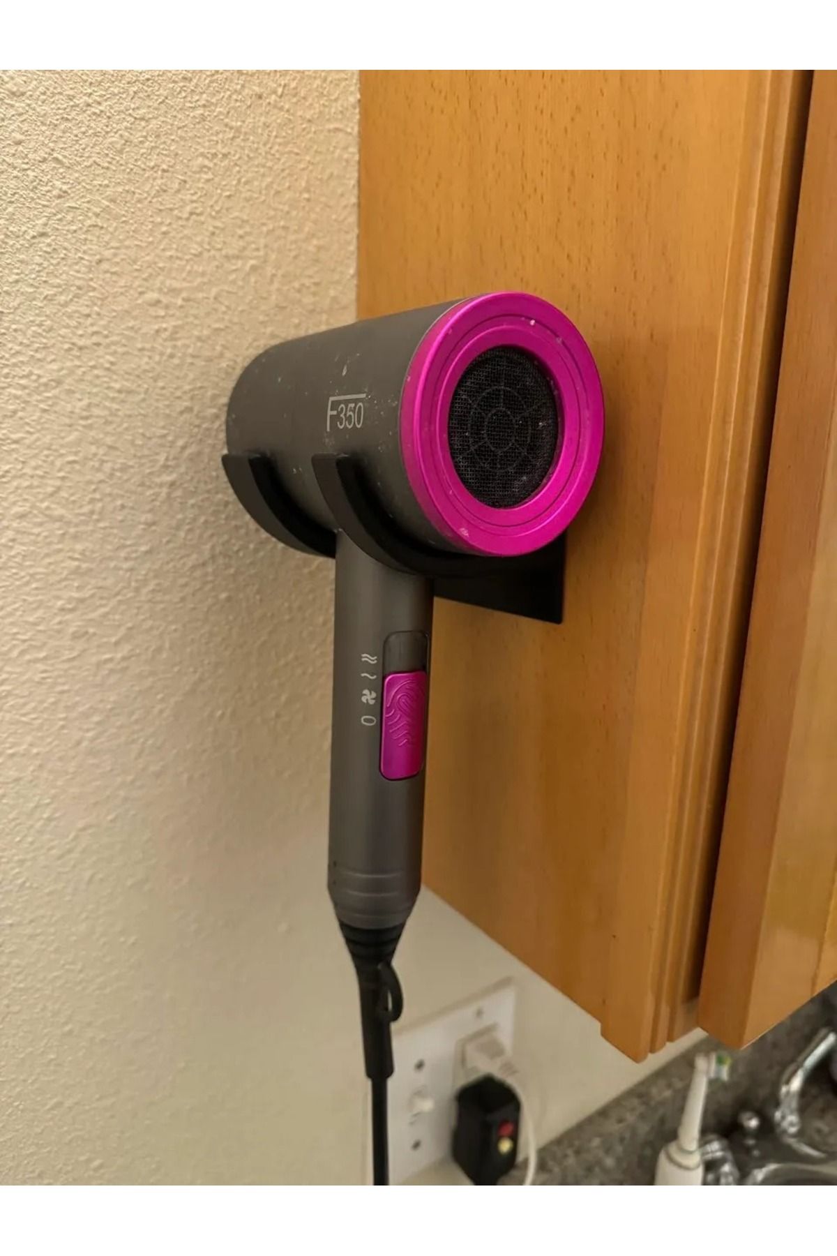Filkorium3D Saç Kurutma Makinesi Askısı - Banyo Düzenleyici - Plastik Askı Aparatı - Fön Makinesi Askısı