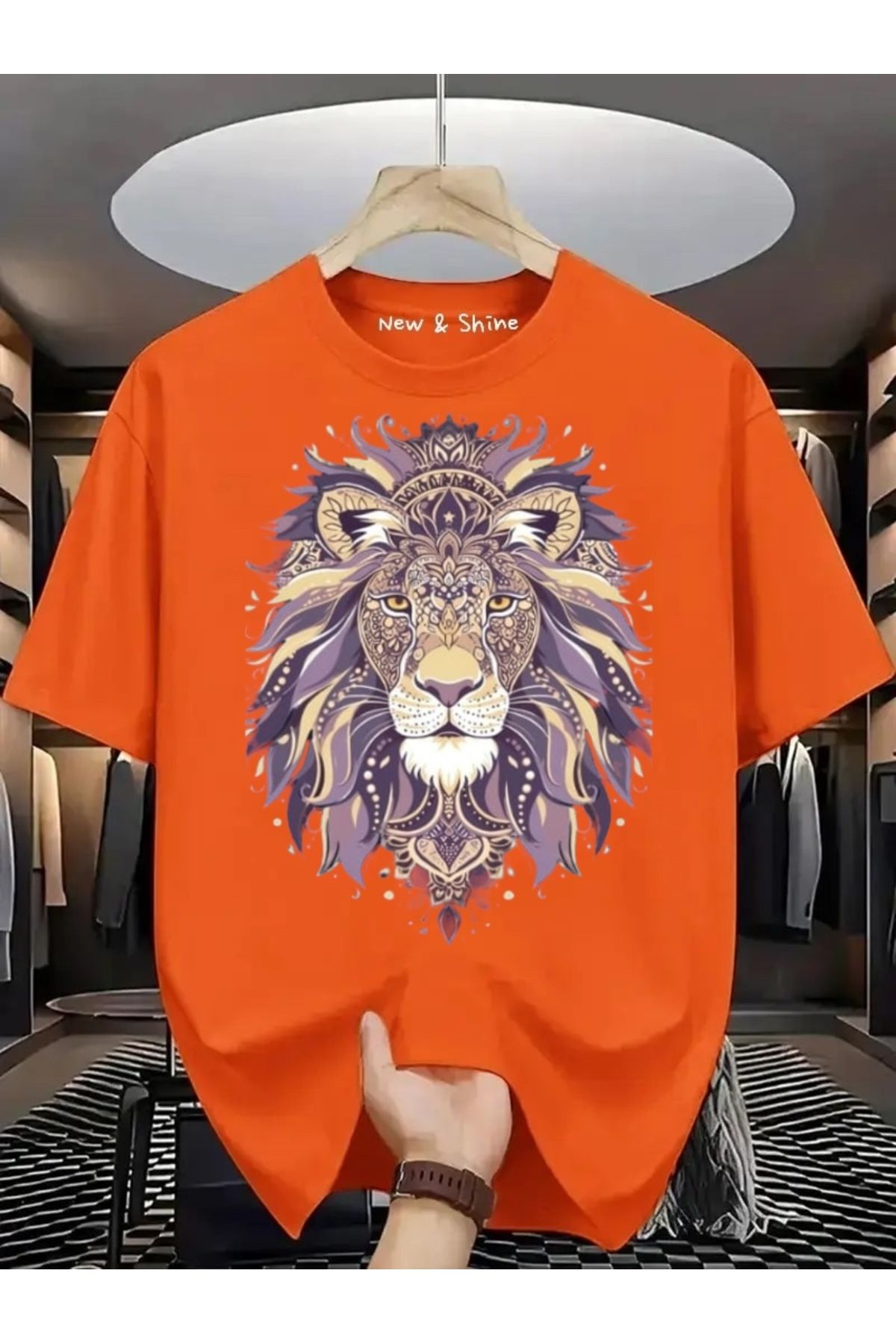 New Shine Aslan Baskılı Oversize T-Shirt