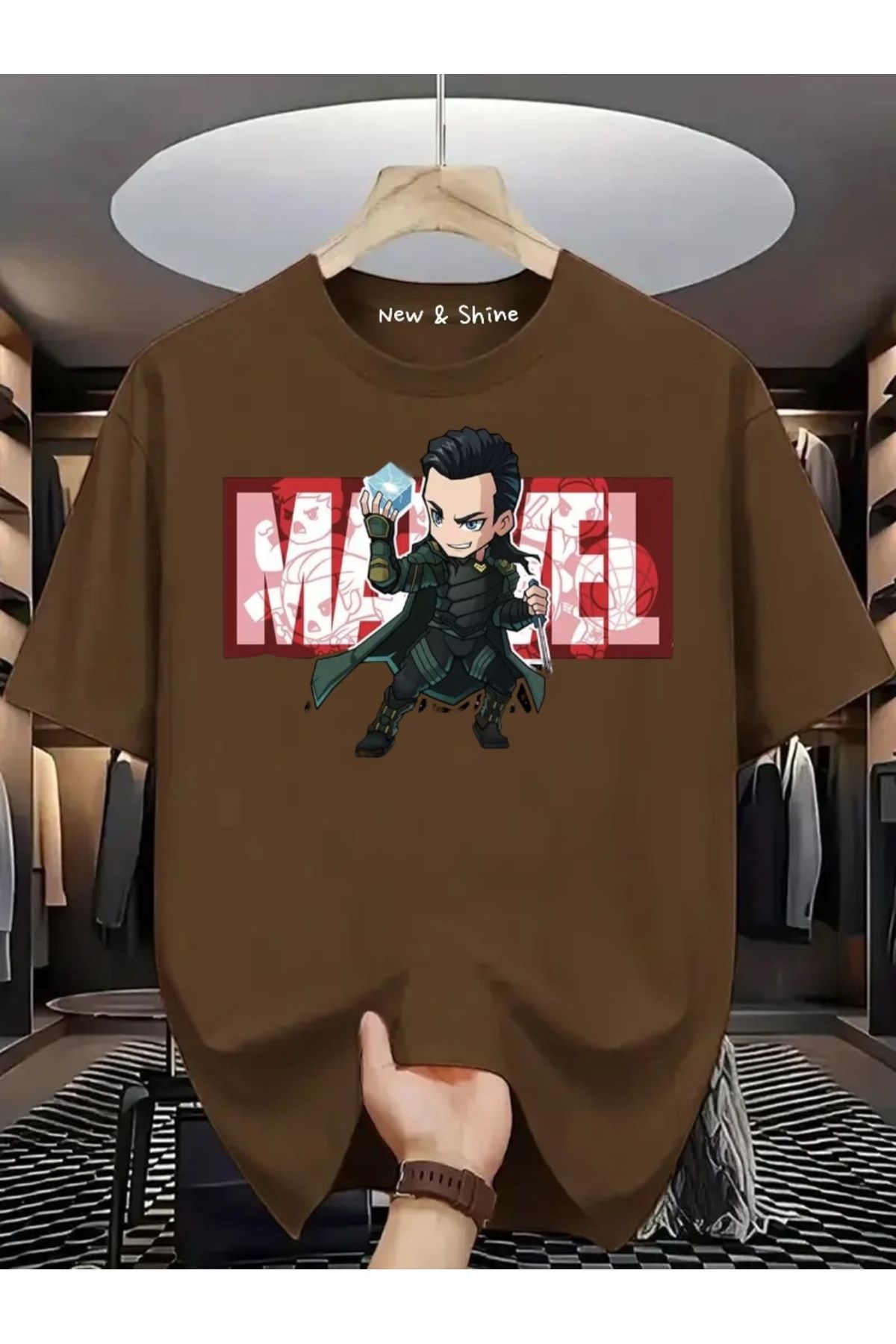 New Shine Süper Kahraman Loki Baskılı Oversize T-Shirt