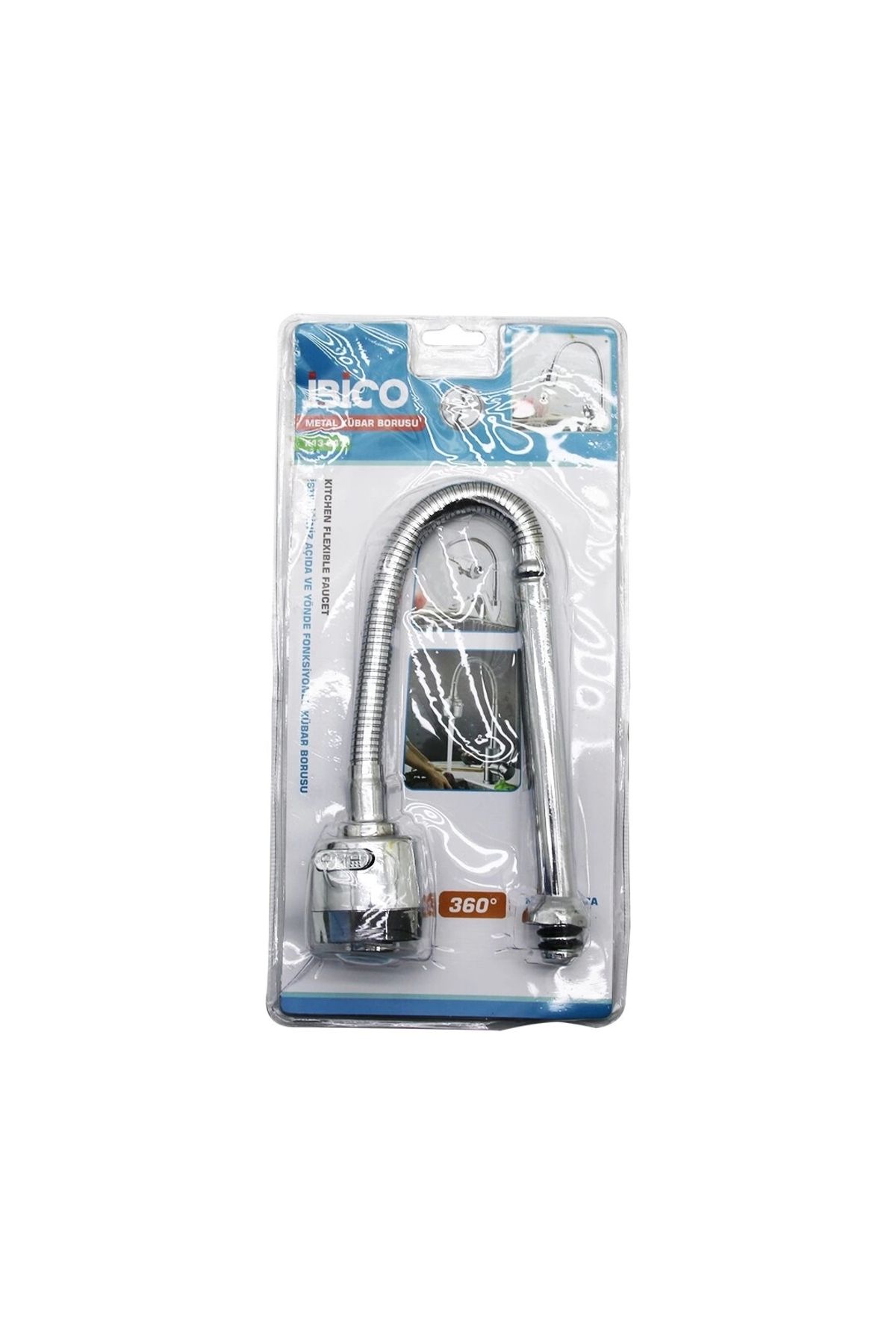 İnnMerry METAL KUBAR - BATARYA BORUSU KROM TOPAÇ BAŞLIK= KADEMELİ 360 DERECE YAYLI ANTİ TWİST VAKUMLU