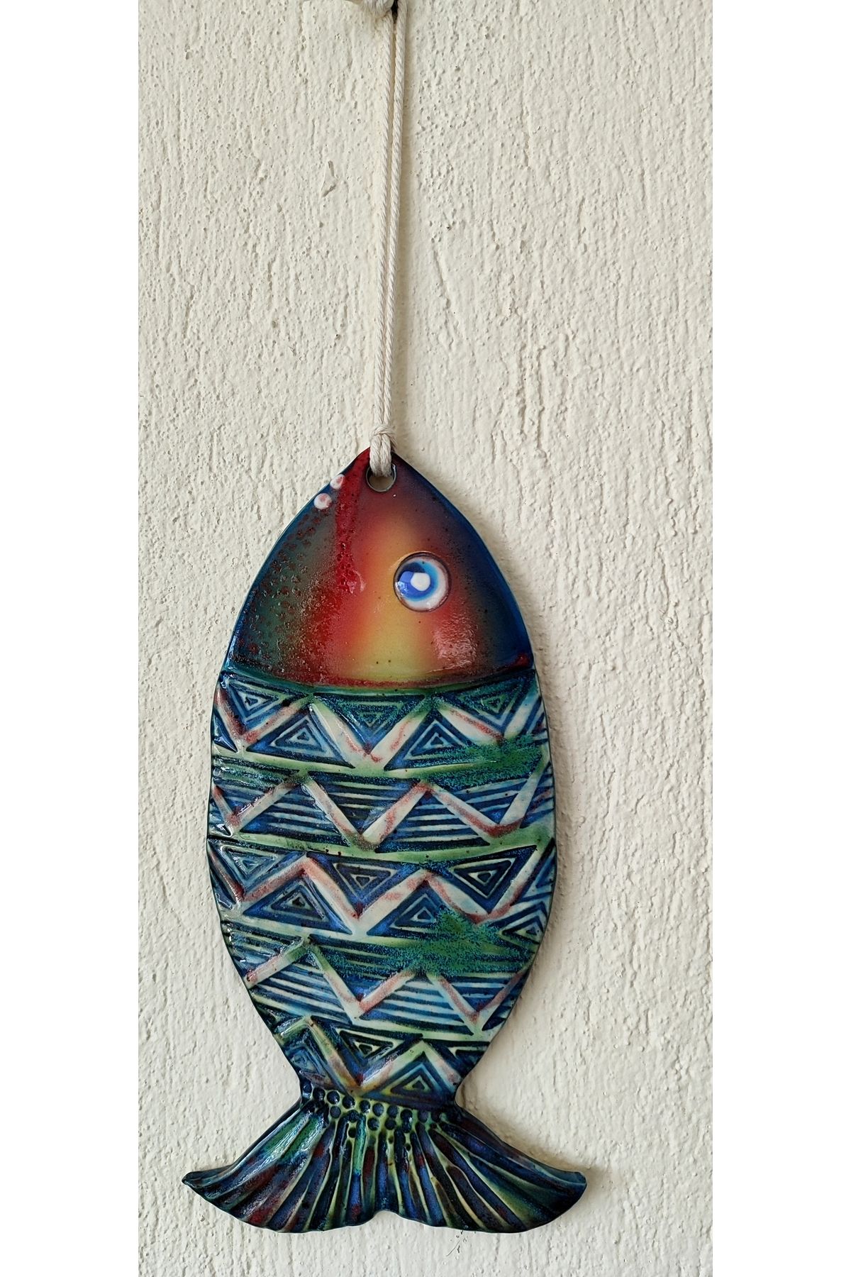 Home Çok renkli Seramik Balık.Modern, Rustık, Bohem uyumlu ev balkon ve havuz duvarları için 26x11,5cm