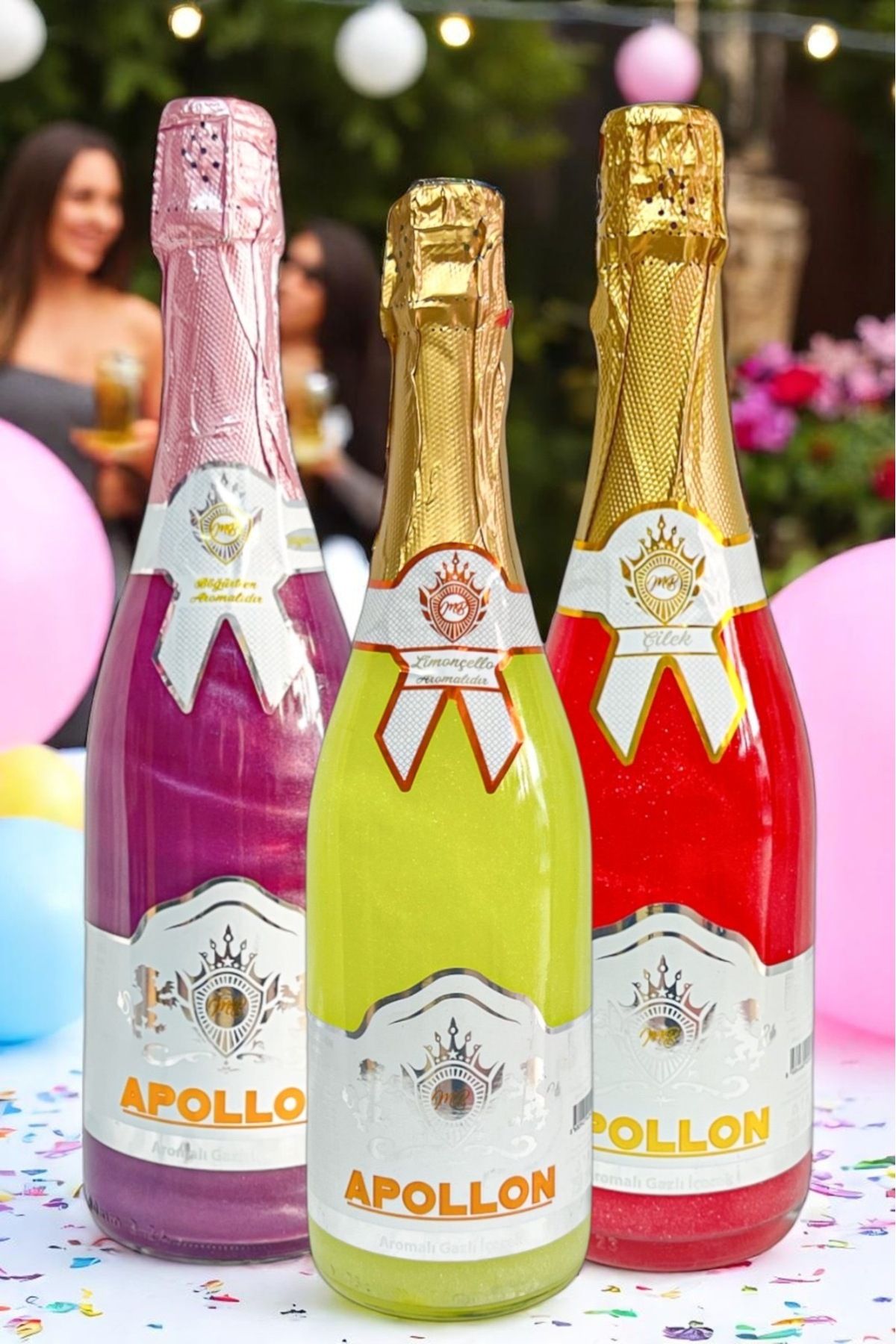 APOLLON Alkolsüz Simli Şampanya Böğürtlen Limonçello ve çilek Aromalı Şampanya (ALKOLSÜZ
