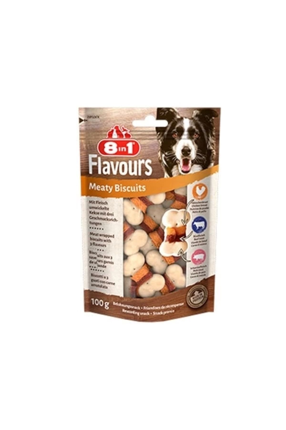 ShopNova 8in1 Flavours Meaty Biscuits Kıtır Köpek Ödül Maması 100 Gr