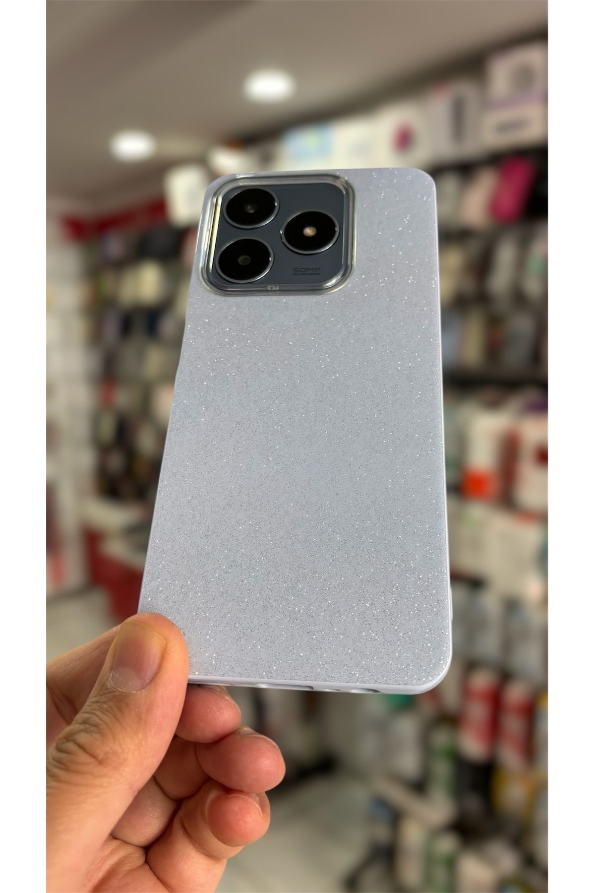 darkpower Realme C63 Ful Gizli Simli A++ Kaliteli Silikon Mavi Kılıf