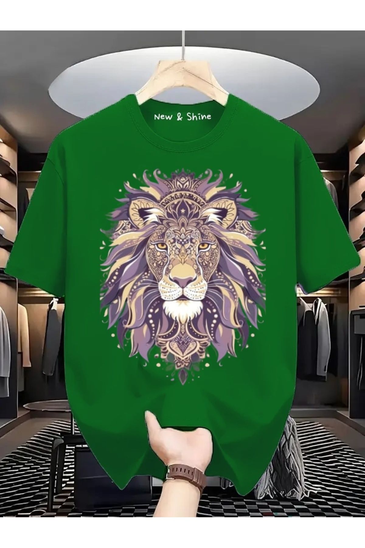 New Shine Aslan Baskılı Oversize T-Shirt