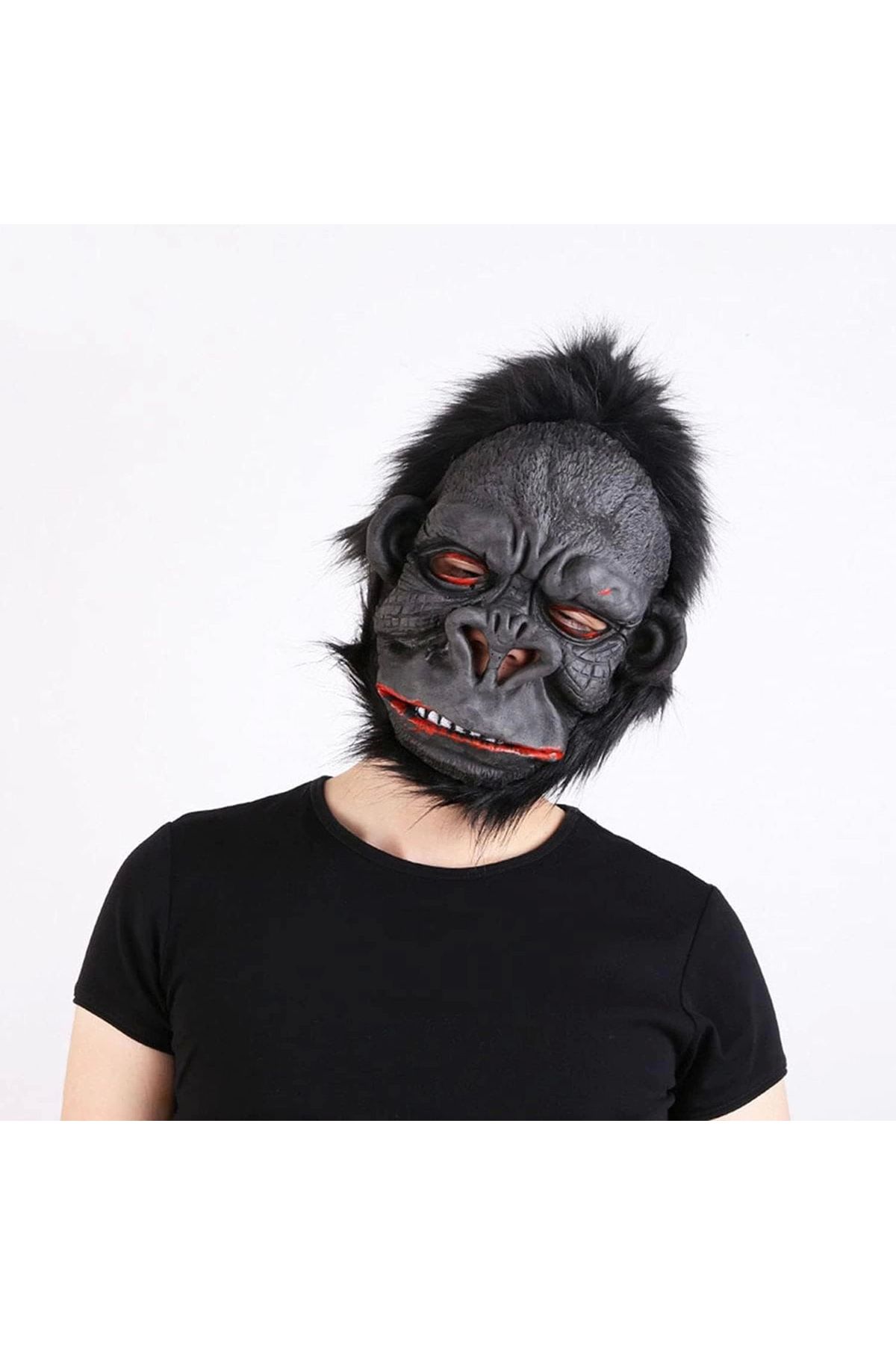 İnnMerry Lateks Goril Maskesi Maymun Maskesi Et Maskesi Orangutan Siyah Saçlı 1 No (5047)
