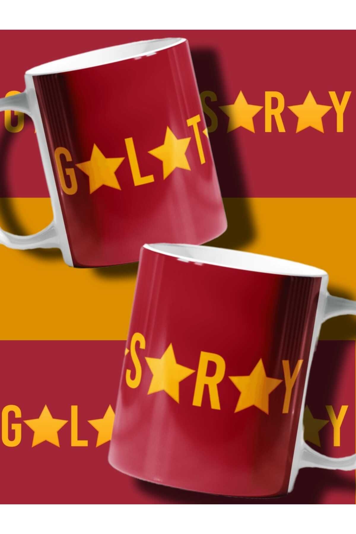 Tasarım Gerçek 5 Yıldız Sarı Kırmızı Baskılı Hediyelik Kupa Bardak