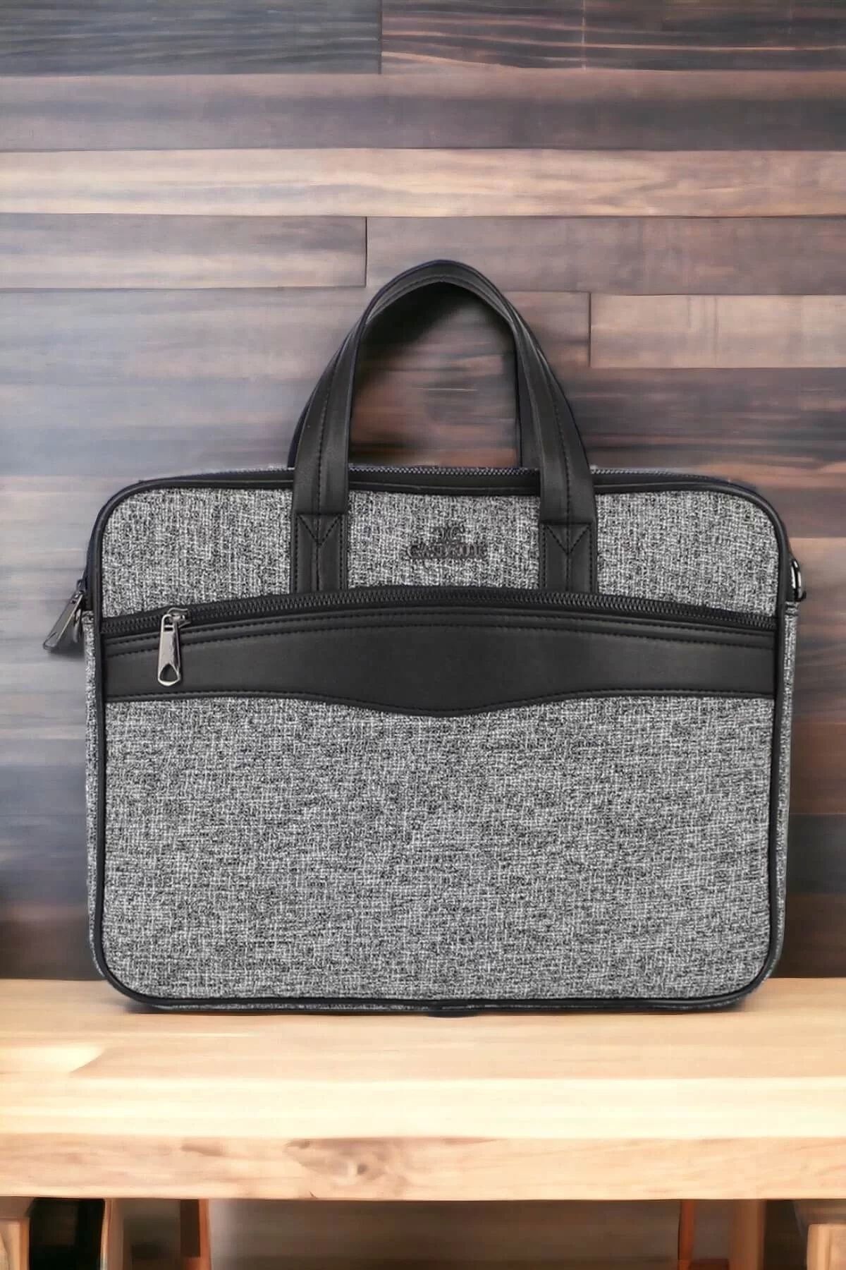 KÖMEN Keten Kumaş 13-14'' Inç Macbook Pro Air Açık Gri Laptop Evrak Çantası
