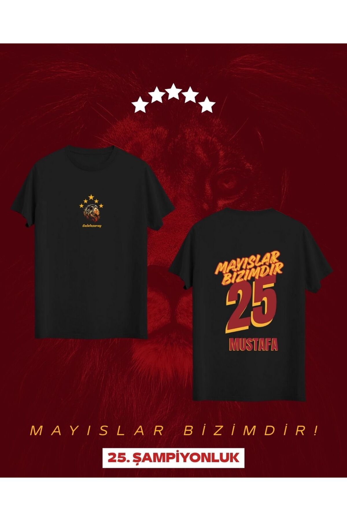 Qool Collection 25. Şampiyonluk Tişörtü – İsimli Özel Tasarım (İsim Belirtmeyi Unutmayın)