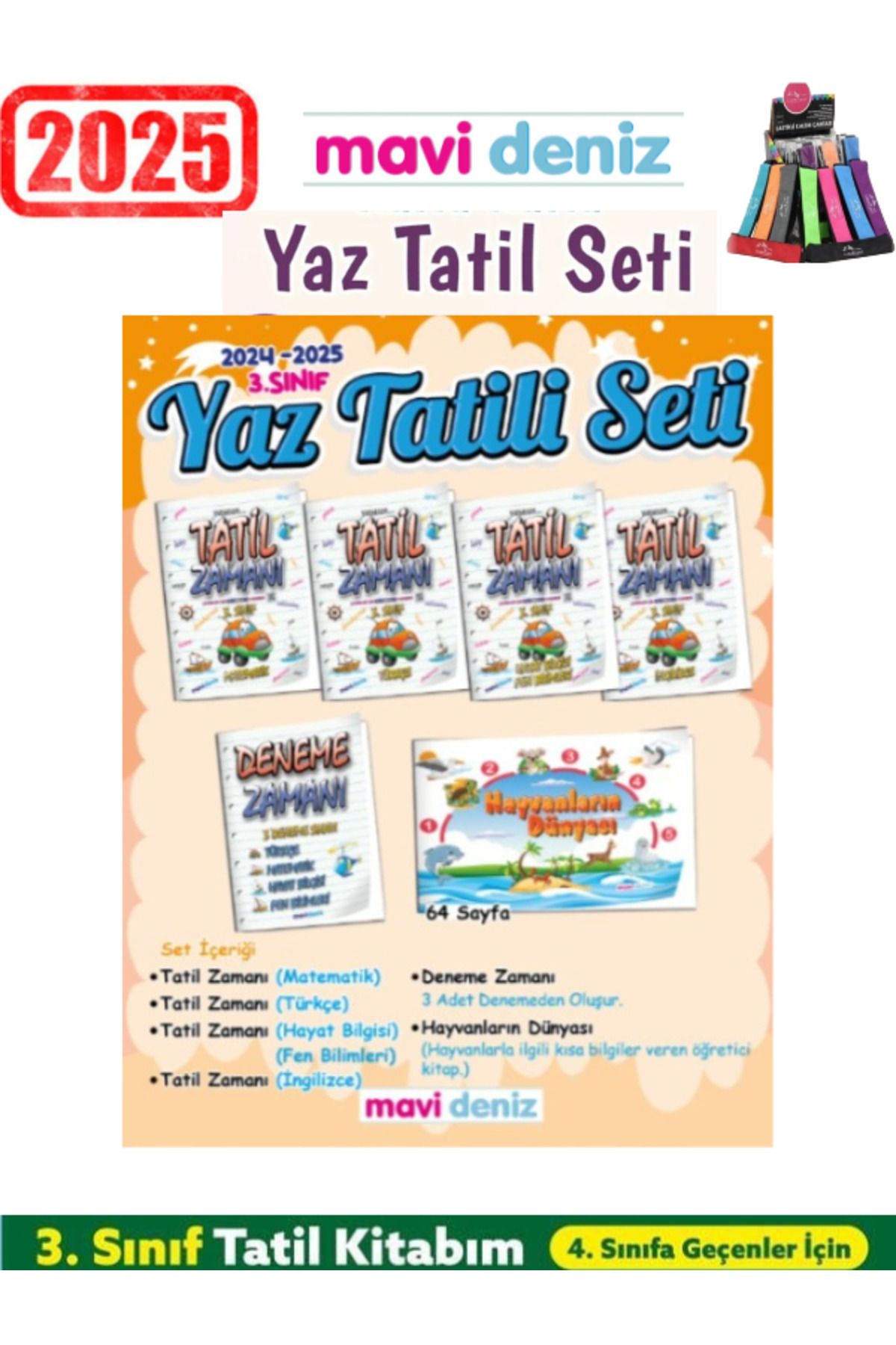 Fenomen Yayıncılık Mavi Deniz 2025 3.Sınıf Yaz Tatil Seti 6 Kitap(Yeni Ürün)+Android Kalem