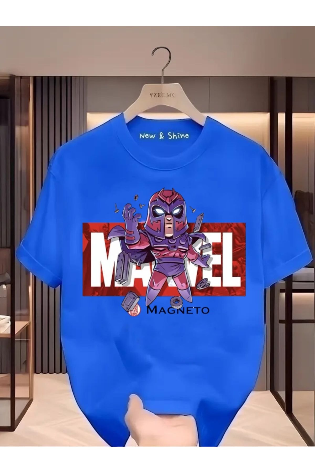 New Shine Süper Kahraman Magneto Baskılı Oversize T-Shirt