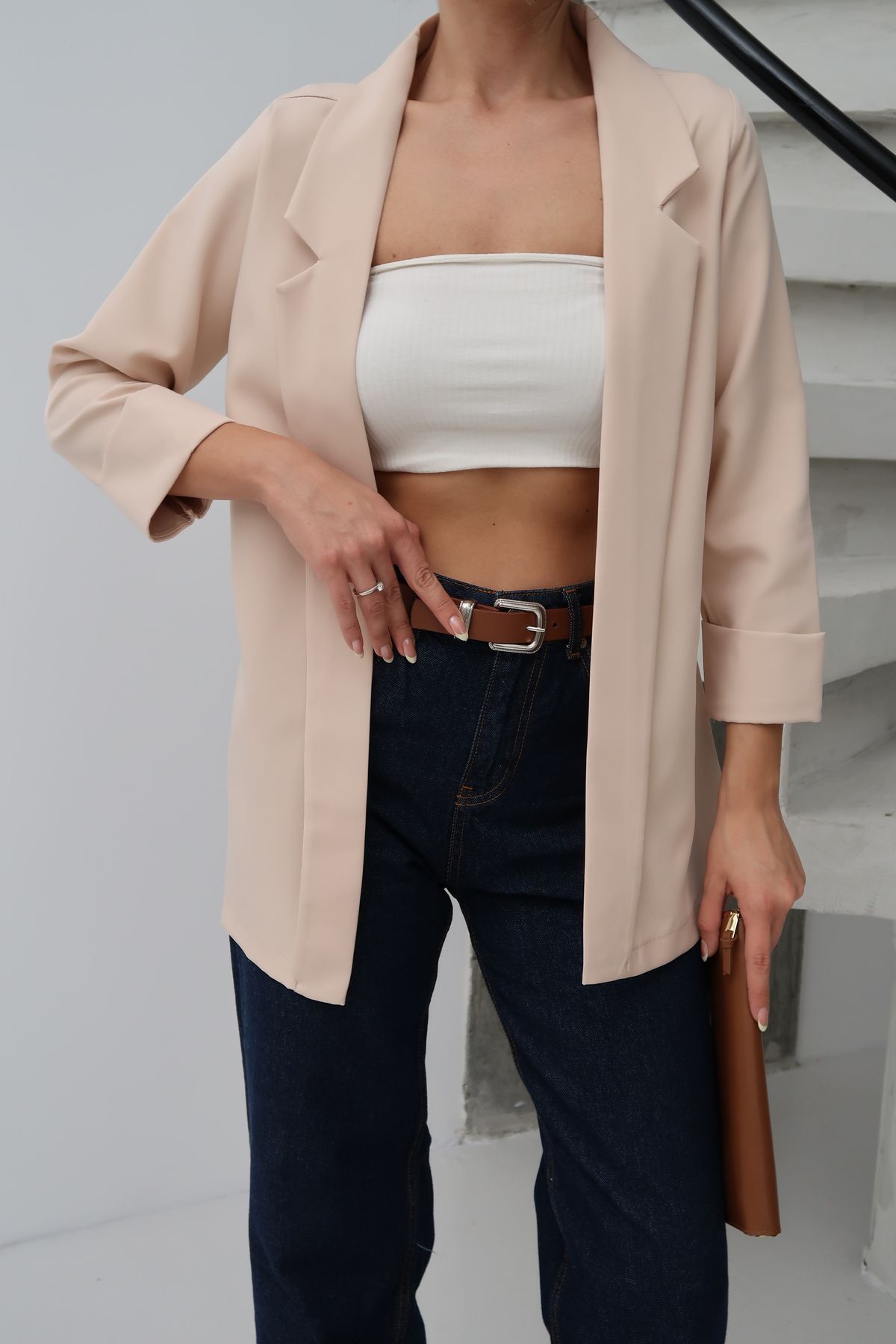 Paw Garage Kadın Atlas Kumaş Astarsız Blazer Ceket, Premium Kalite