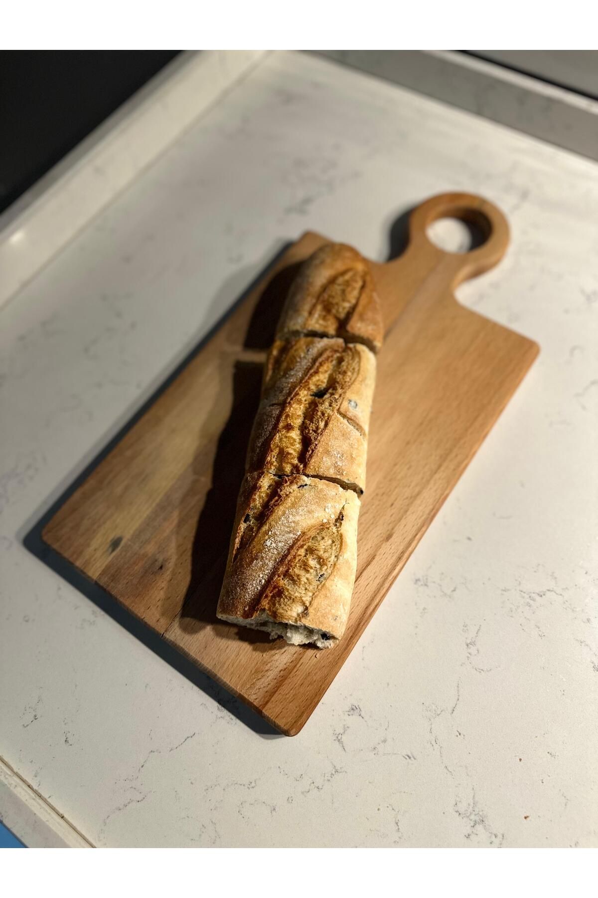 SRGlobal Dekoratif Halka Kulplu Küçük Ekmek Kesme Tahtası - Tasarım Sunumluk Altlık Et Sebze Doğrama Tahtası