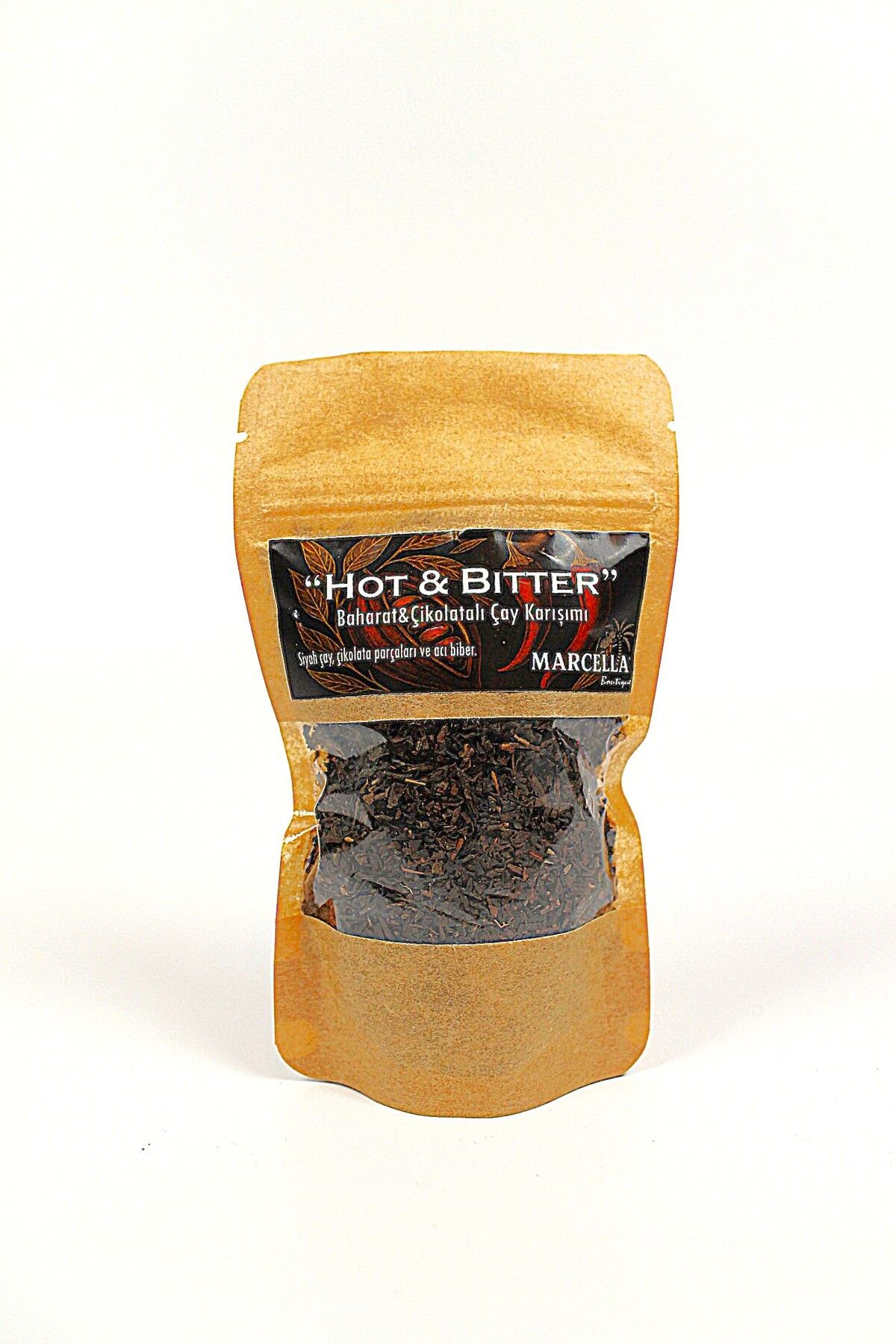 Marcella Goods Hot & Bitter Siyah Çay – Çikolata ve Acı Biberli Karışım | 30g