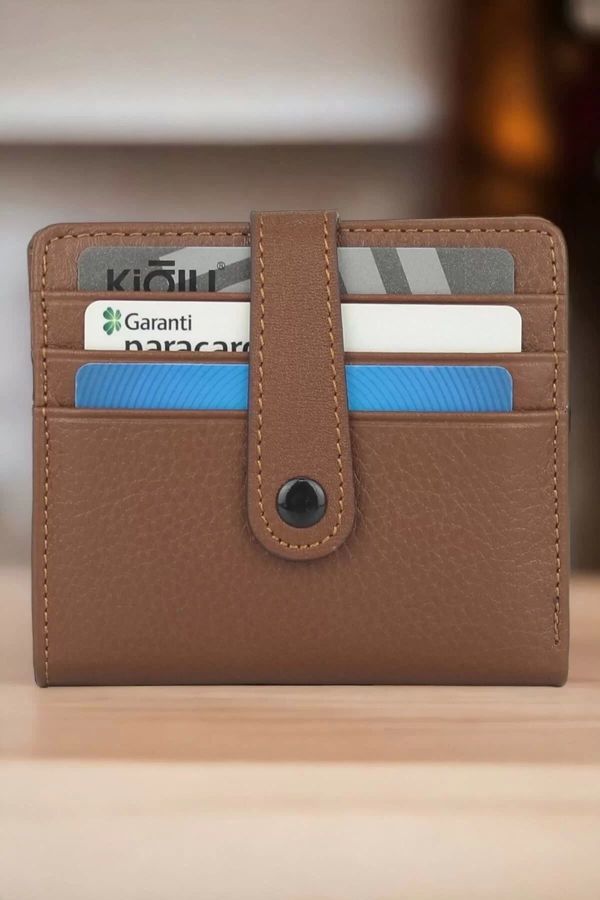 KÖMEN Hakiki Deri Unisex Slim Kartlık Taba Cüzdan
