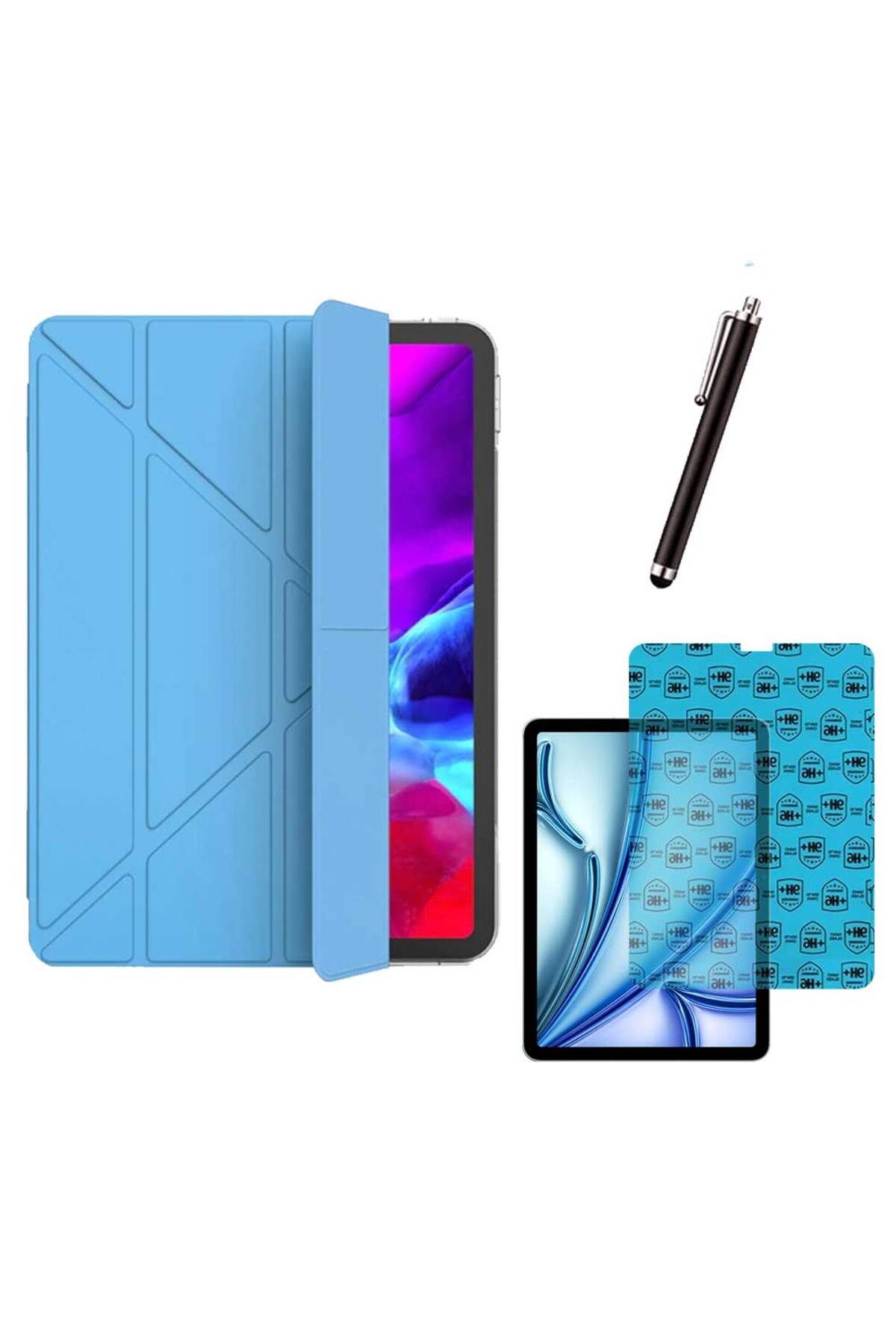 Smart Tech Apple iPad Air M2 Uyumlu Smart Cover Tablet Kılıfı Cam Ekran Koruyucu Kalem Set