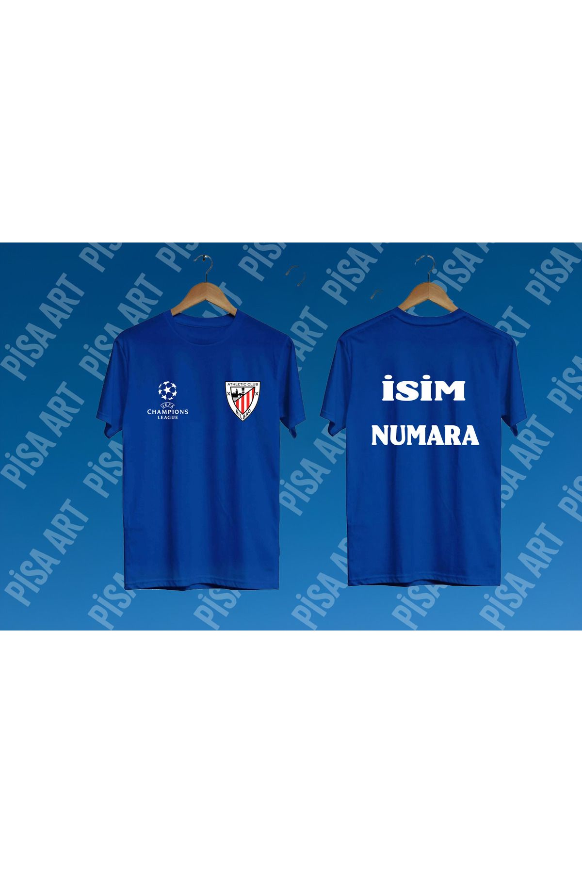 Pisa Art A.Bilbao Kişiye Özel İsim Numara Baskılı T-Shirt(Mesaj Yoluyla İsim-Numara İsteğinizi İletiniz)