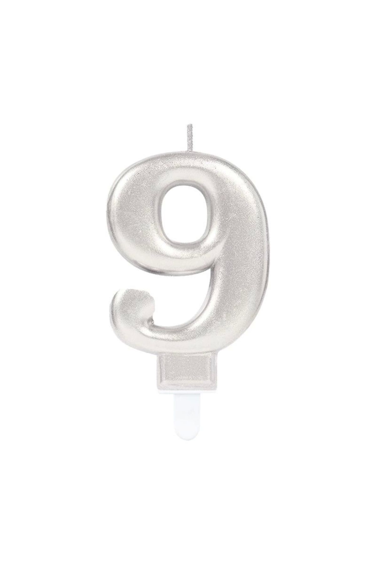İnnMerry 9 Rakam Mum Gümüş Renk (5047)