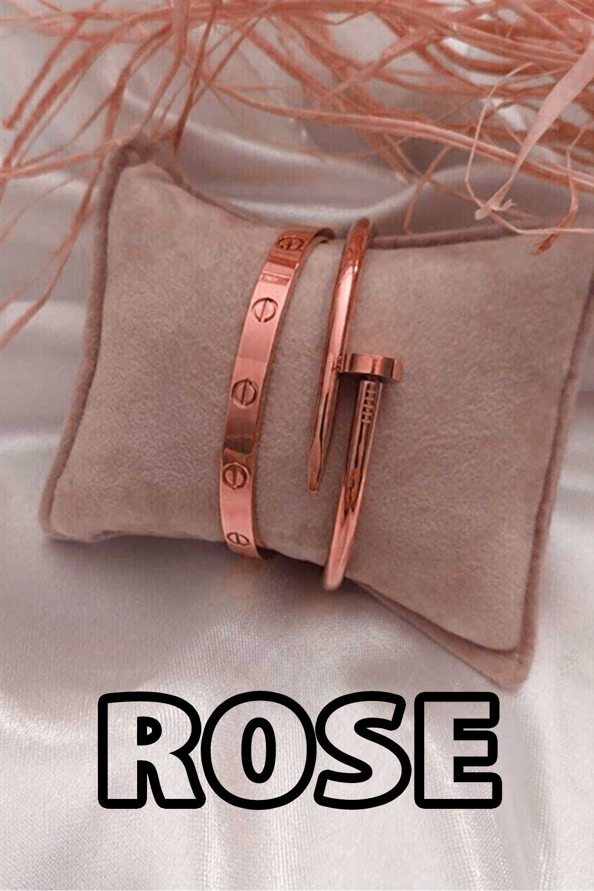 X-Lady Accessories Rose Renk Çivi Ve Bileklik Set 842