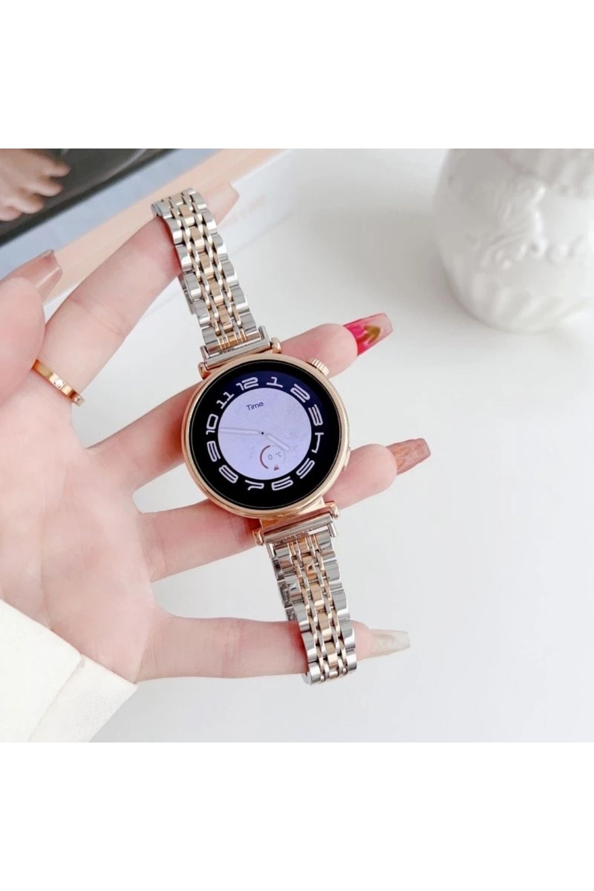 Alstrap Huawei Watch Gt5 Pro 42mm/Gt 5/Gt 4 41mm Uyumlu Slim İnce Rolex Tasarım Kordon Kayış