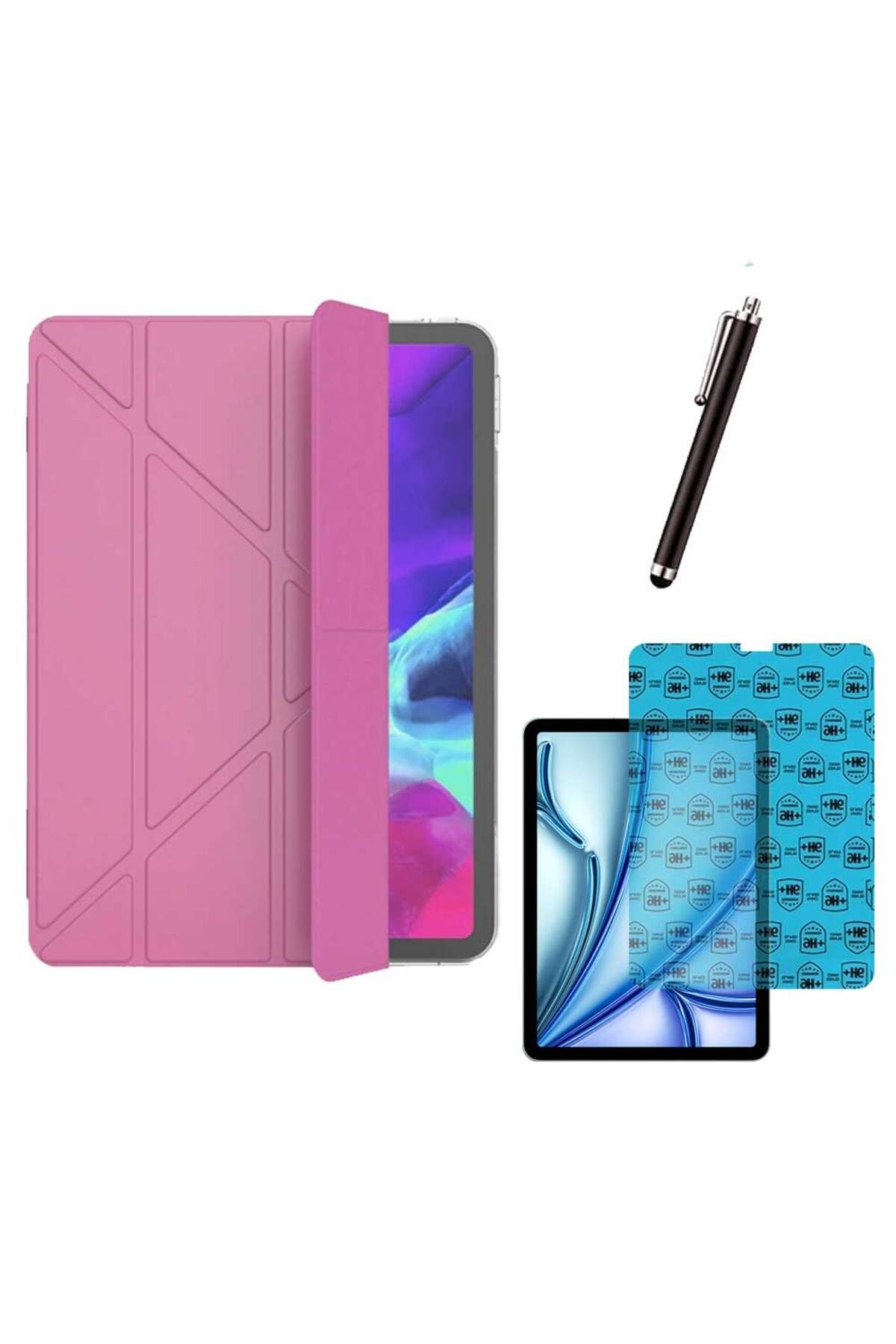 Smart Tech Apple iPad Air M2 Uyumlu Smart Cover Tablet Kılıfı Cam Ekran Koruyucu Kalem Set