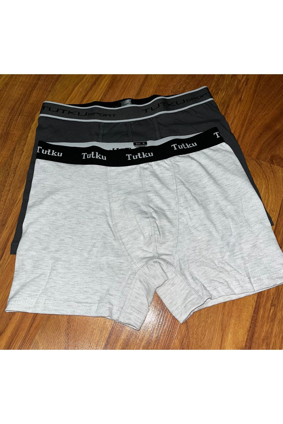ErcanCompany Tutku erk Elastan spor Boxer 2'li Ekru ve Füme