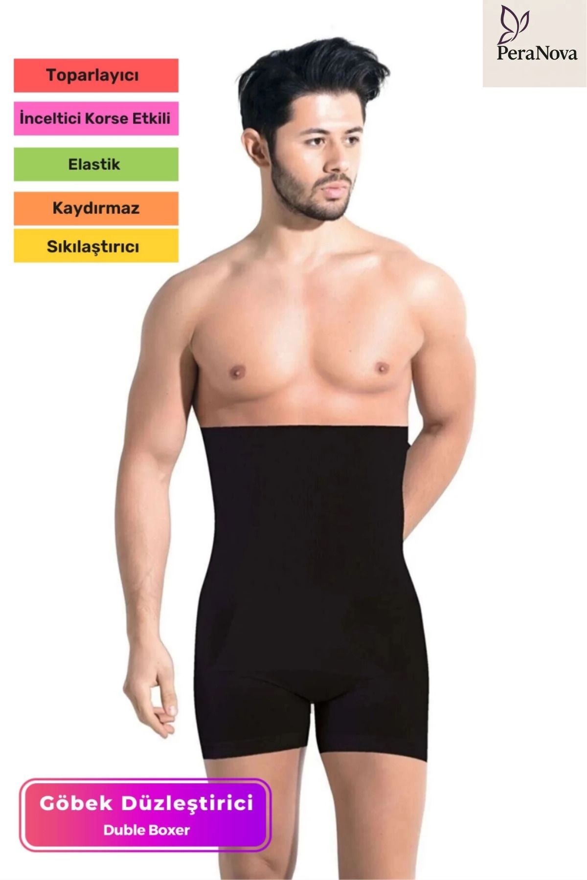 PeraNova Premium Basen Toparlayıcı Sıkılaştırıcı Göbek Düzleştirici Bel İnceltici Erkek Duble Boxer Korse